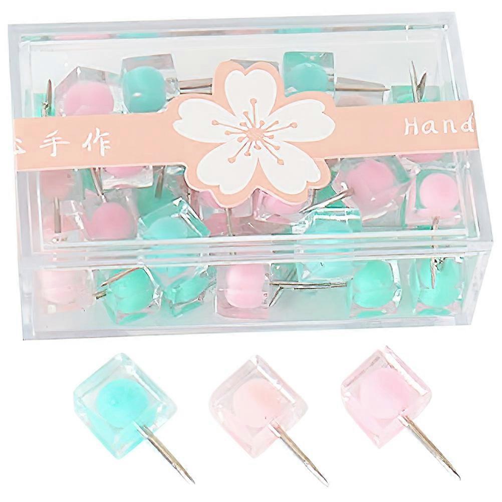 Flag Pushpin Thumb Tacks Square Head Office Use Candy Color 40Pcs