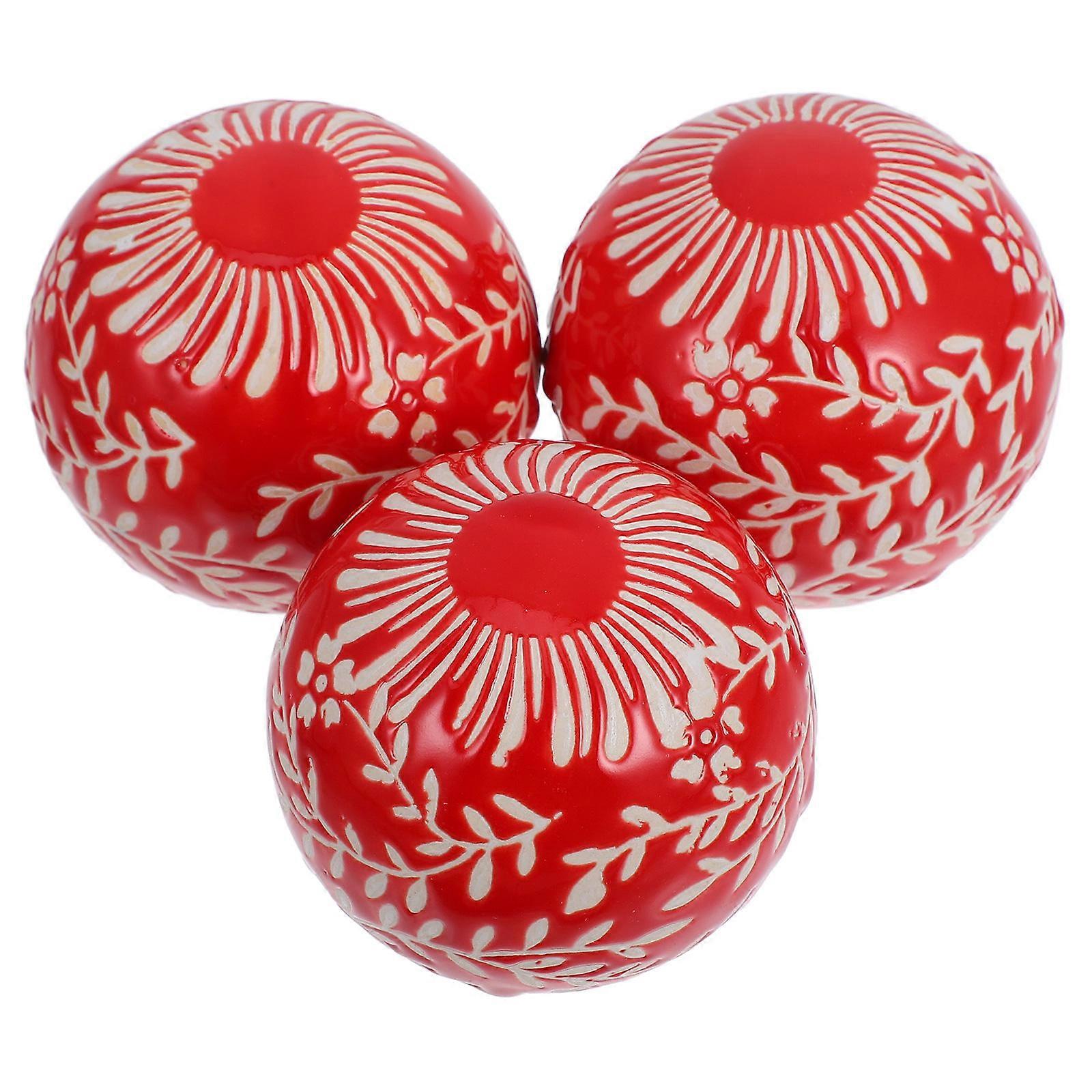 Decorative Ceramic Sphere Pool Balls Assorted Decoration 3Pcs