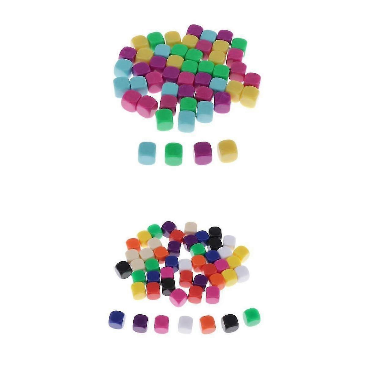 100pc Square Edge Blank Dices D6 Six Sided RPG Gaming Dice Gift Colorful