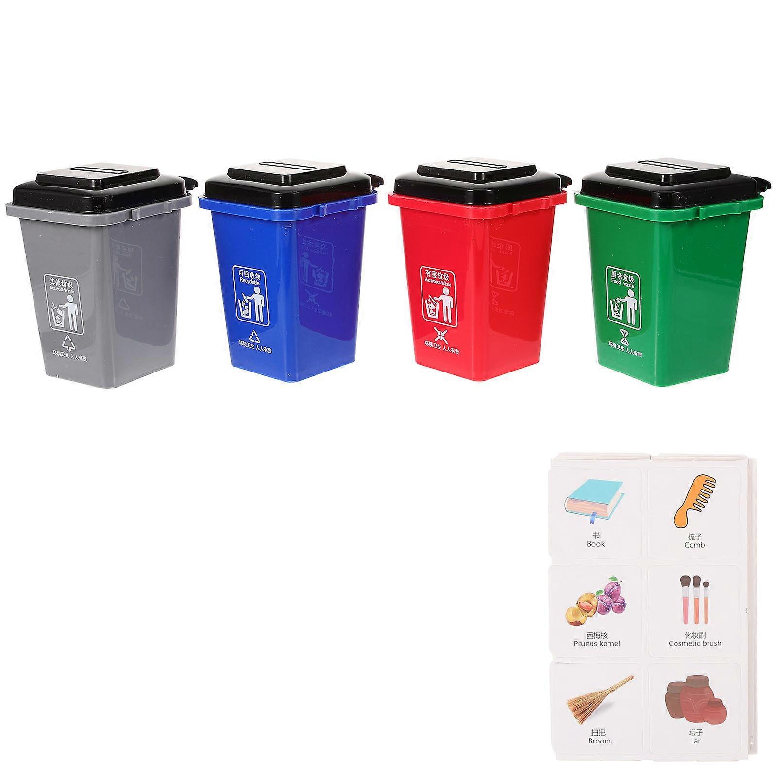 Miniature Garbage Sorting Thickened Desktop Waste Bin Educational Hand Eye Coordination Teaching Tool for Recycling Practice Trash Classification