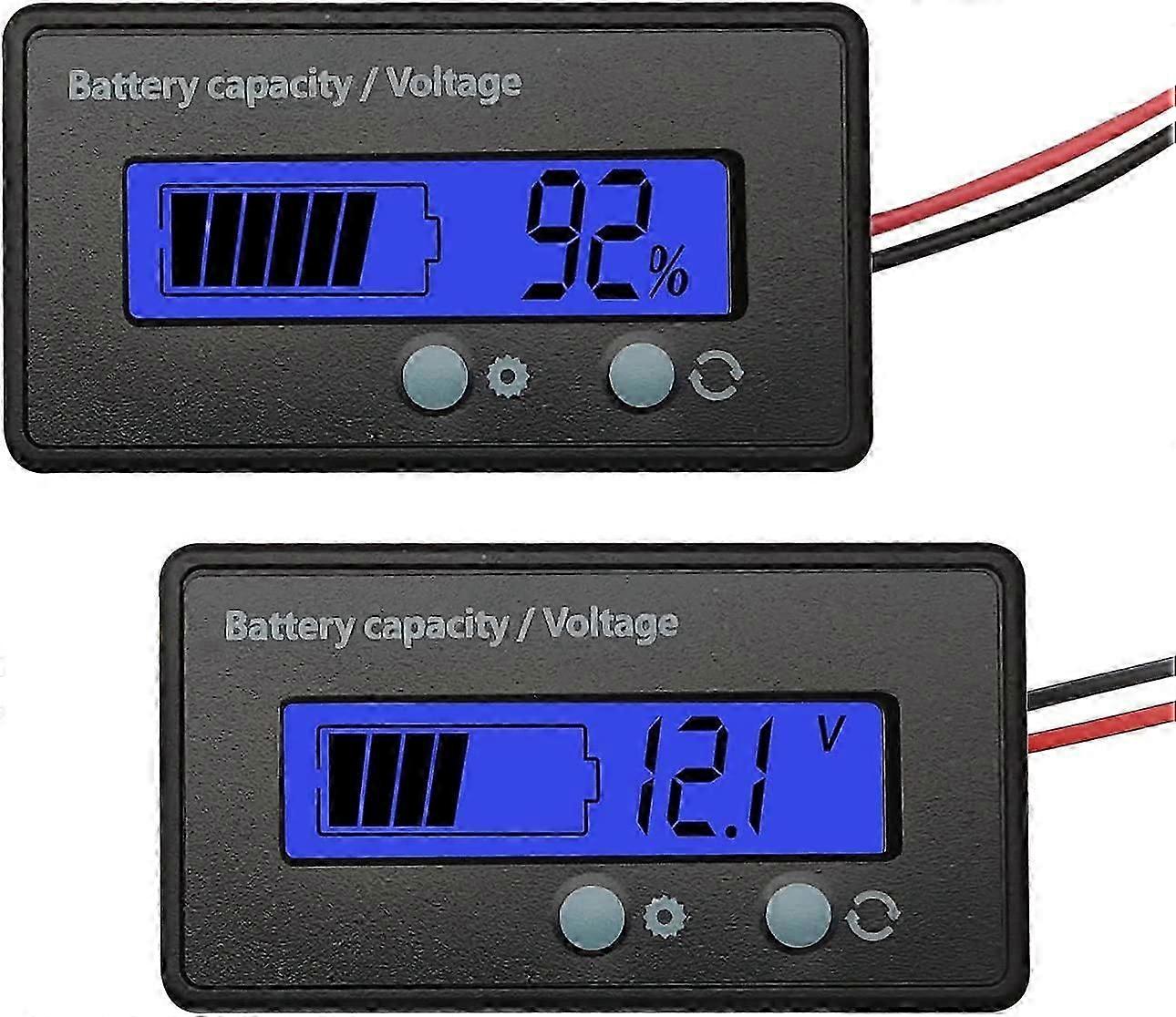 1PC 12V 24V 36V 48V 60V 72V 84V Golf Cart Voltage Meter, Universal Waterproof Power Indicator Instrument Display, Acid and Lithium Ion Indicators (Blu