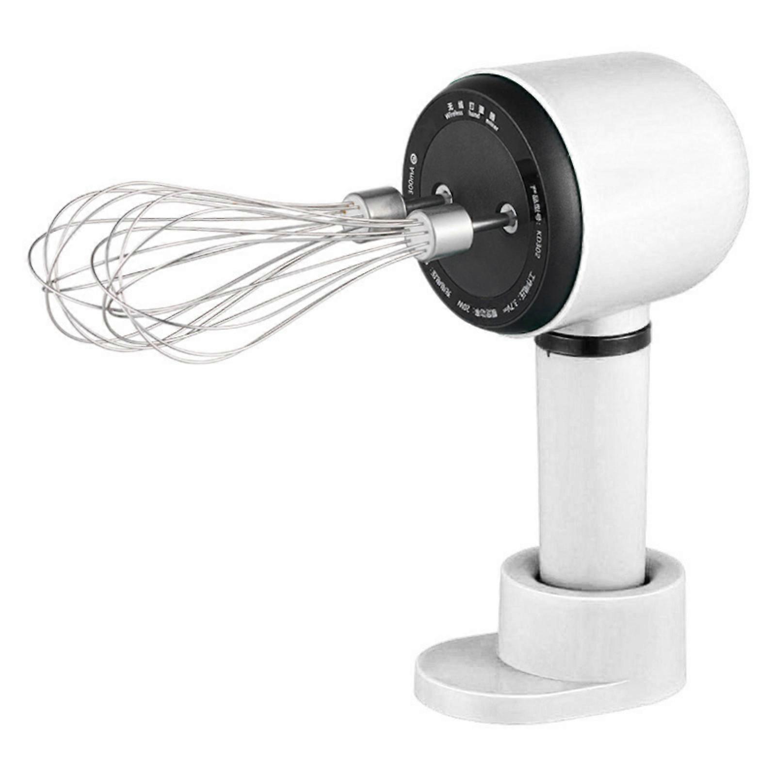 Rechargeable Handheld Eggs Beater Double Nonrust Steel Head 800mAh Battery Power Compact For Cream Whipping White