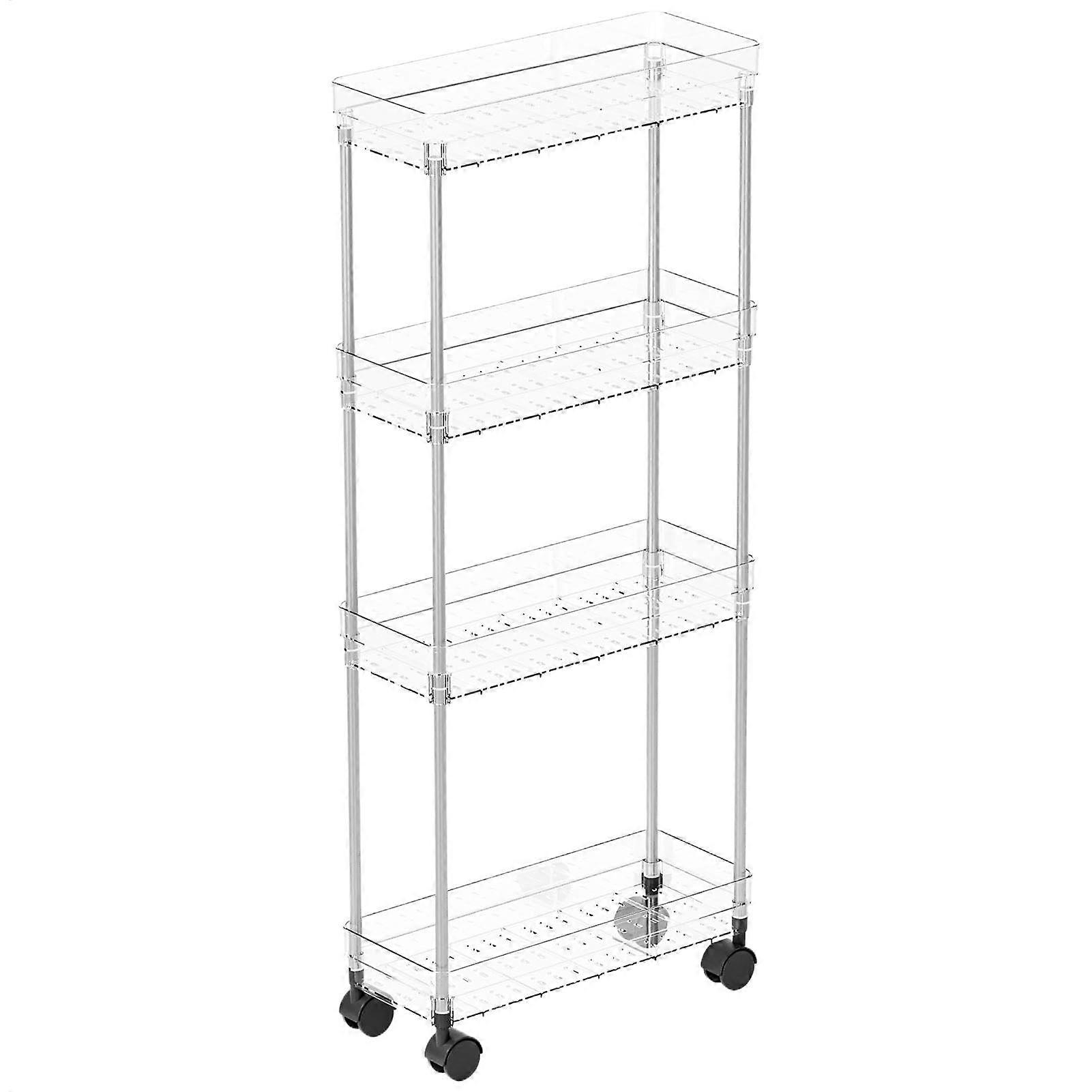 Rolling Shelf Cart, Small Utility Bathroom Organizer on Wheels, Multi-Layer Storage Trolley, Lightweight and Durable Design