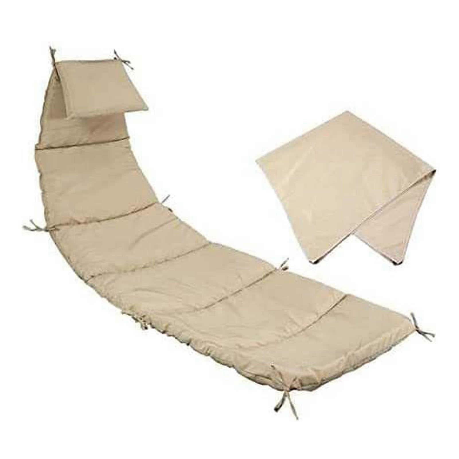 Replacement hammock set for outdoor hammock, cushions, and umbrella, upgrade your hanging lounge chaise with durable and stylish accessories in beige.