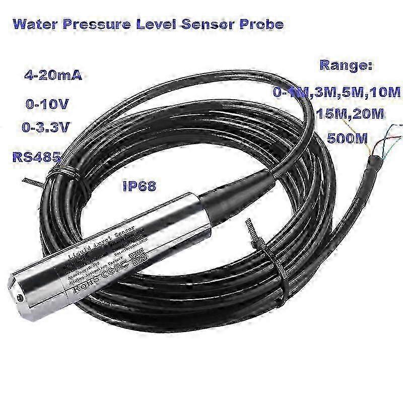 0-500M Range Hydrostatic Liquid Level Transmitter 4-20mA 0-10V 0-3.3V Output Water Pressure Level Probe 0-5M 10M 15M 20M