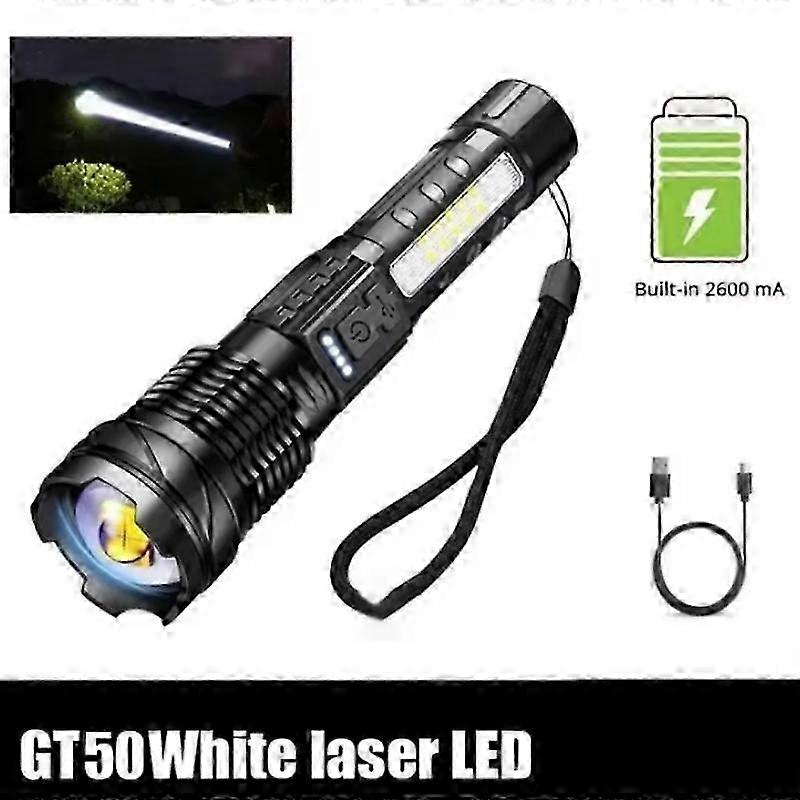 Powerful XHP50 LED Flashlight Waterproof 18650 Torch With Side Light 7 Modes Camping Fishing Lantern