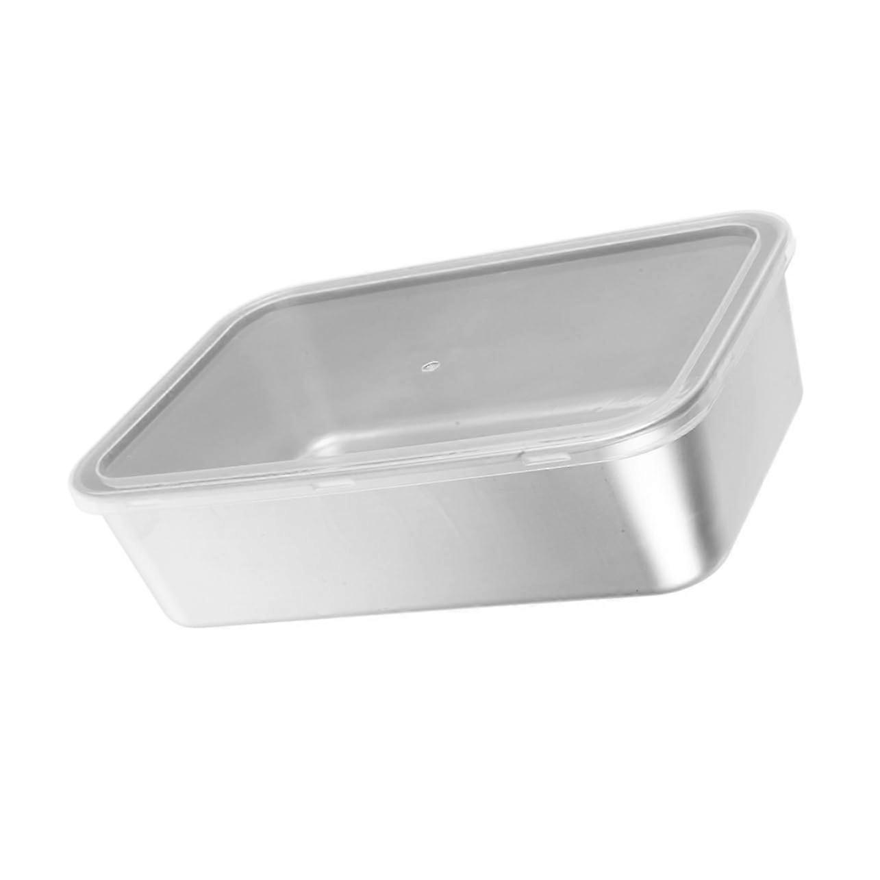 Stainless Steel Baking Tray with Clear Lid, Rectangular Deep Cake Mould for Tiramisu, Food Storage with Handle for Parties