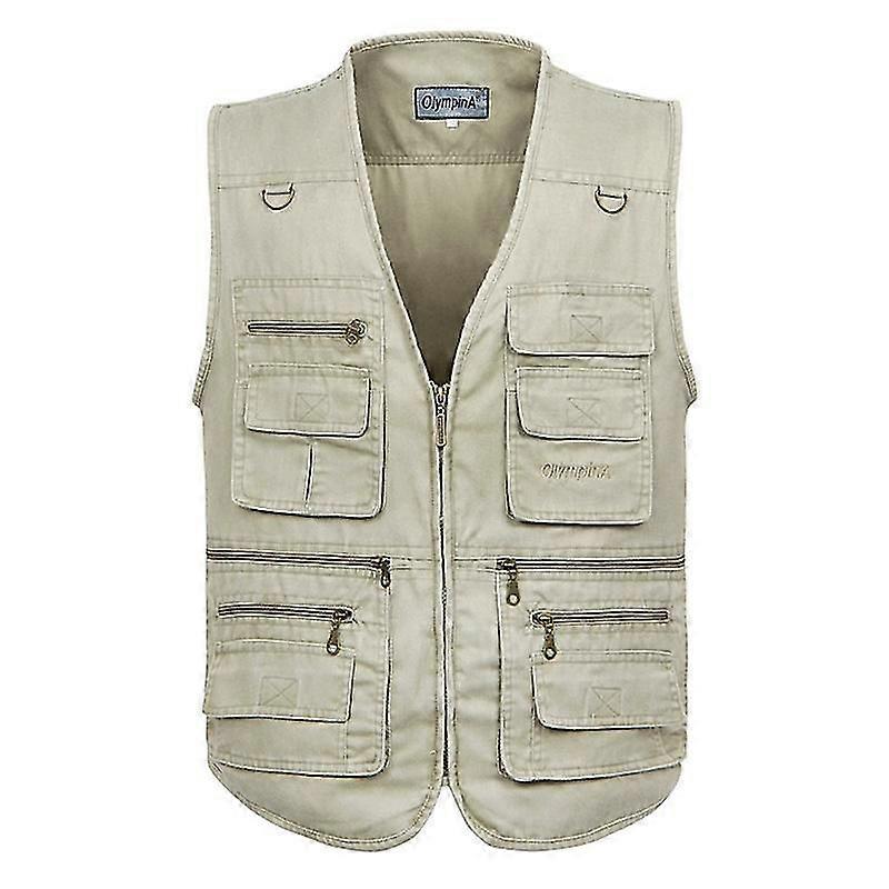 Hommes Multi-poches Grande Taille Multi-poche Photographie Pêche Gilet d'âge moyen et âgé Gilet lavé