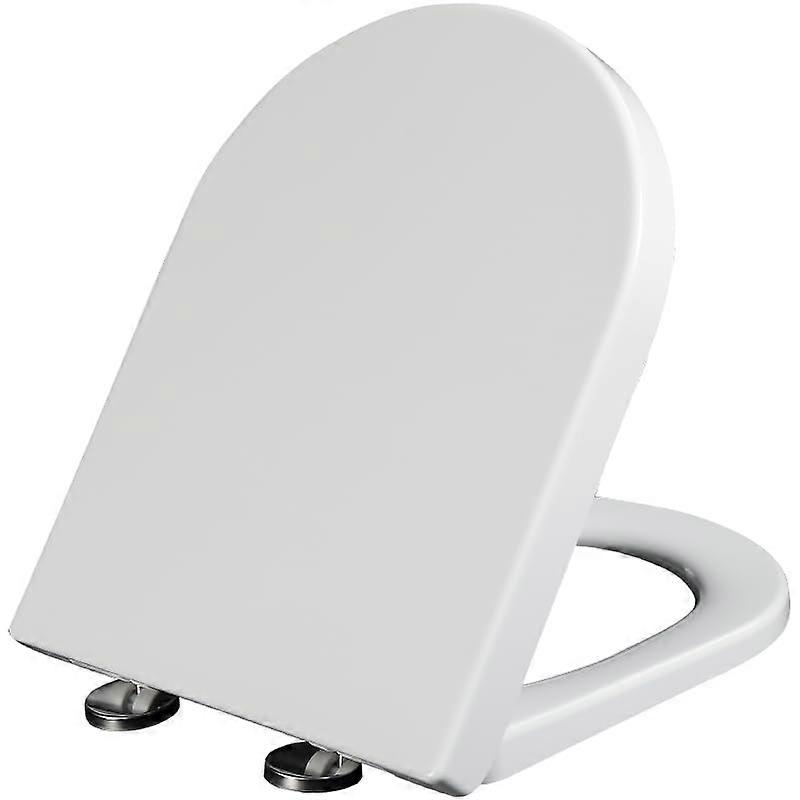 Quick Release Toilet Seat with DShape, PP Material in White, Featuring Adjustable Stainless Steel Hinges (36.5 x 45 cm)