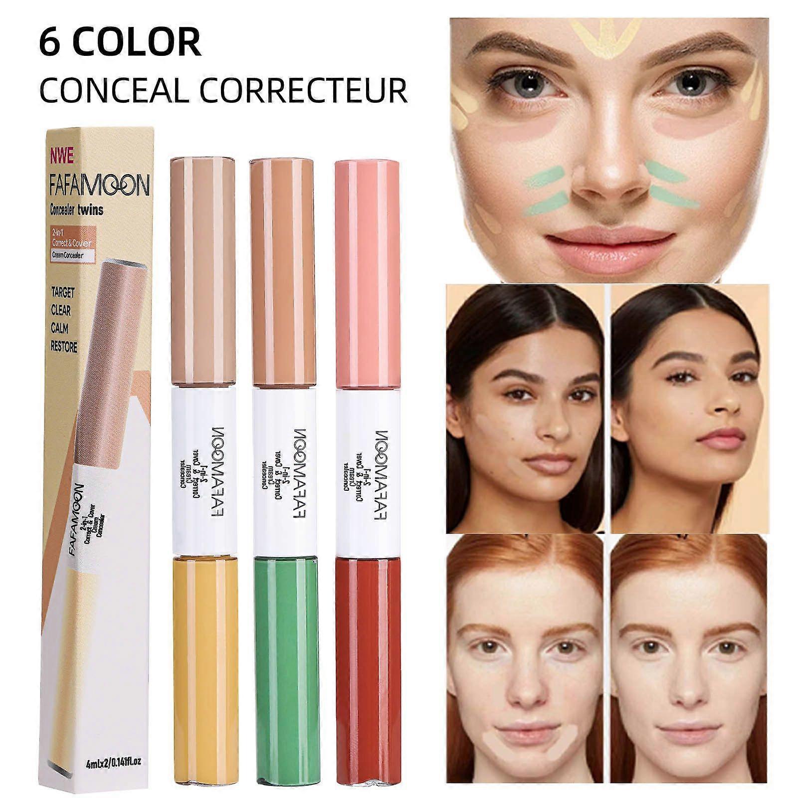 Camo Concealer, Under Eye Brightener, Long-Lasting Full-Coverage & Highly Pigmented Matte Finish Concealer Conceal Crease-Proof Makeup for Middle-Aged