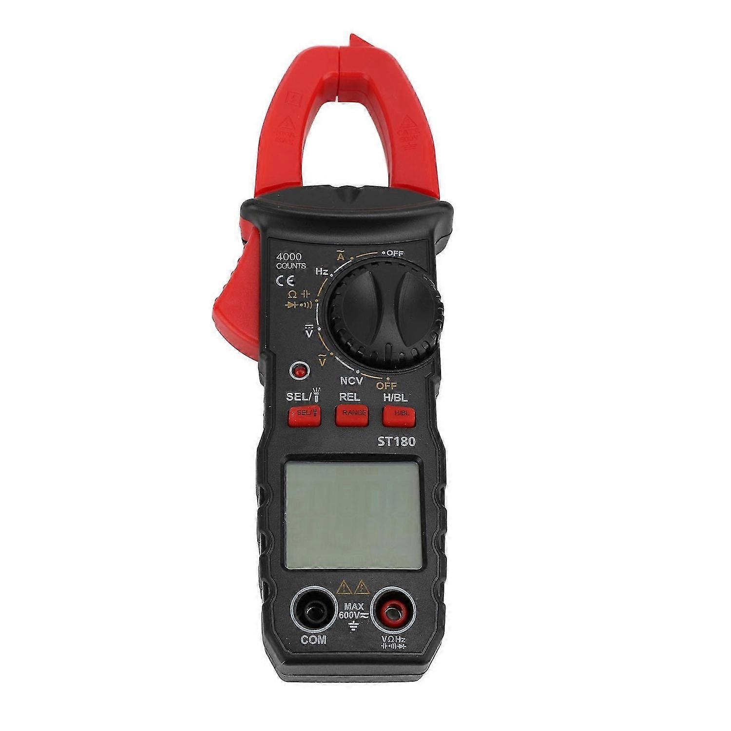Digital Clamp Multimeter 4000 Counts Auto Ranging NCV Induction Clamp Current Voltage Meter with Flashlight Red
