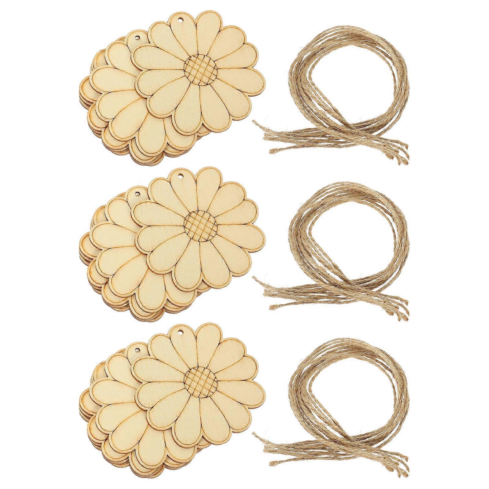 Decorative Wood Cutouts Unfinished Ornament Diy Accessories with Paint Creative Shape Slice Light Yellow 50Sets