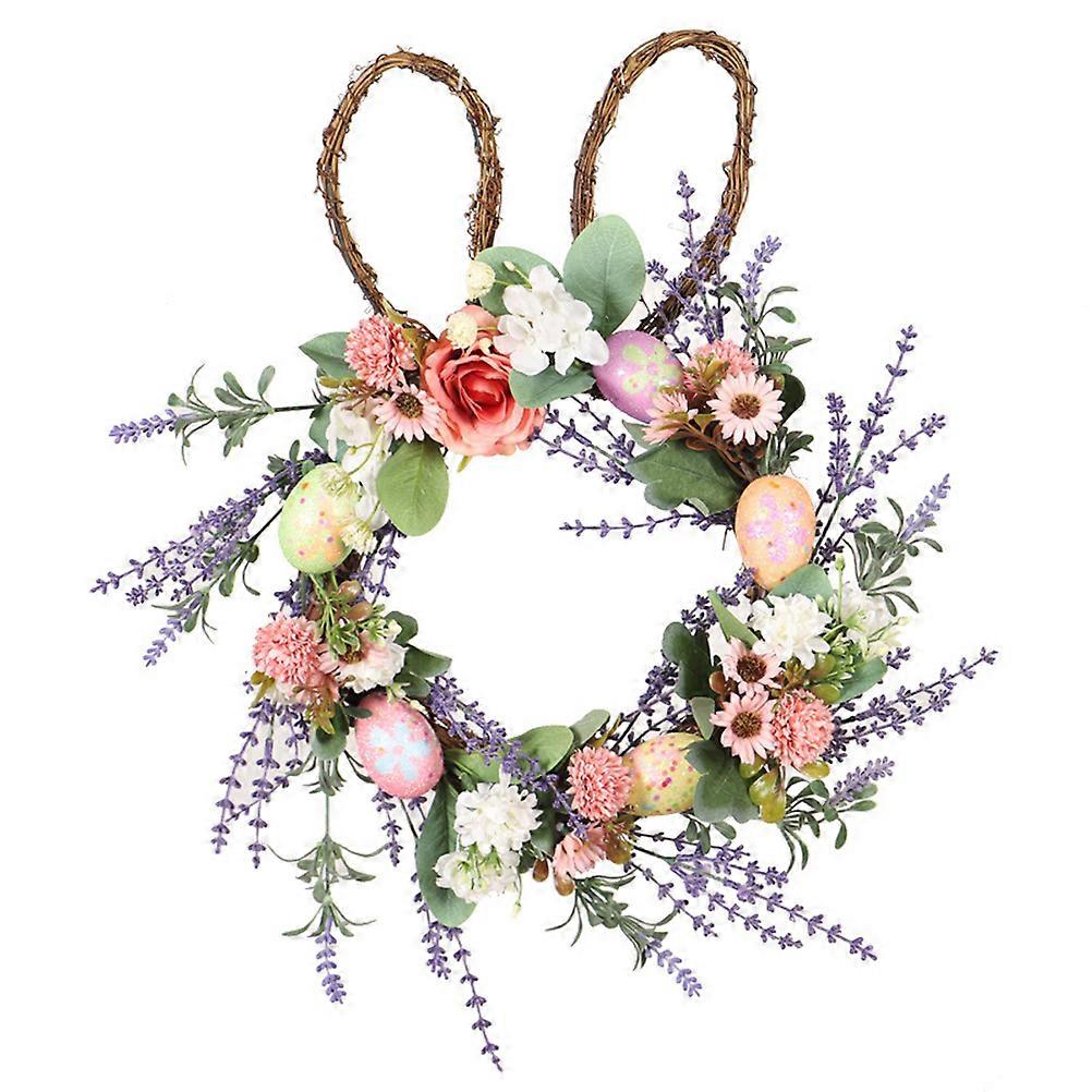Bunny Egg Easter Simulation Lavender Wreath for Door Windows Wall Fireplaces Easter Decoration