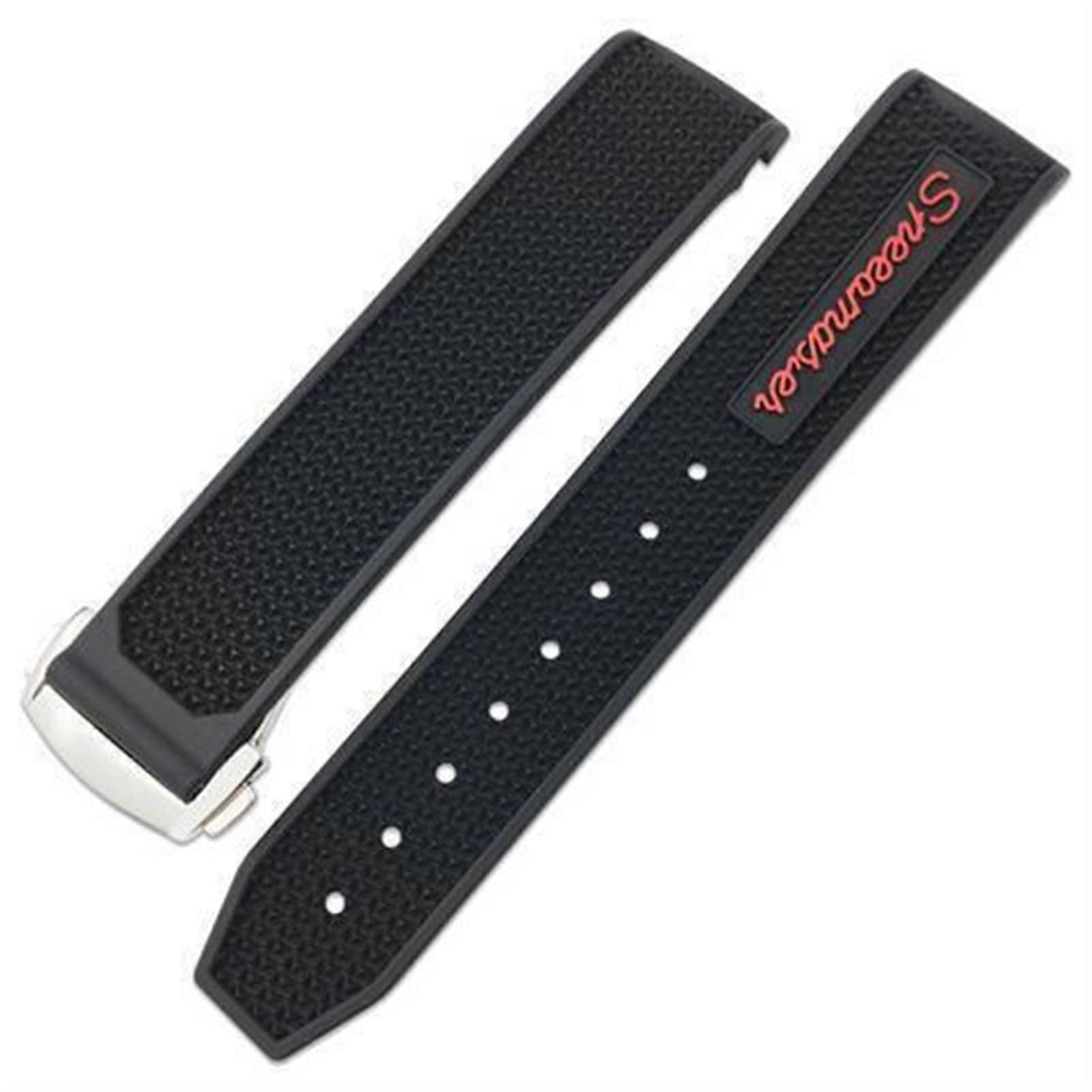 Rubber Watch Strap for Omega Speedmaster 20mm 22mm Stainless Steel Folding Buckle Schwarz 20 mm