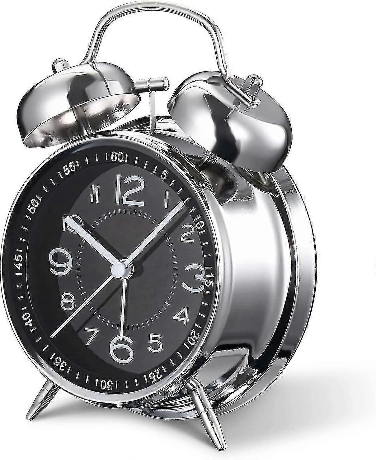 Loud Alarm Clock For Sleepers Adults,4 Inch Silent Non-ticking Quartz With Backlight,twin