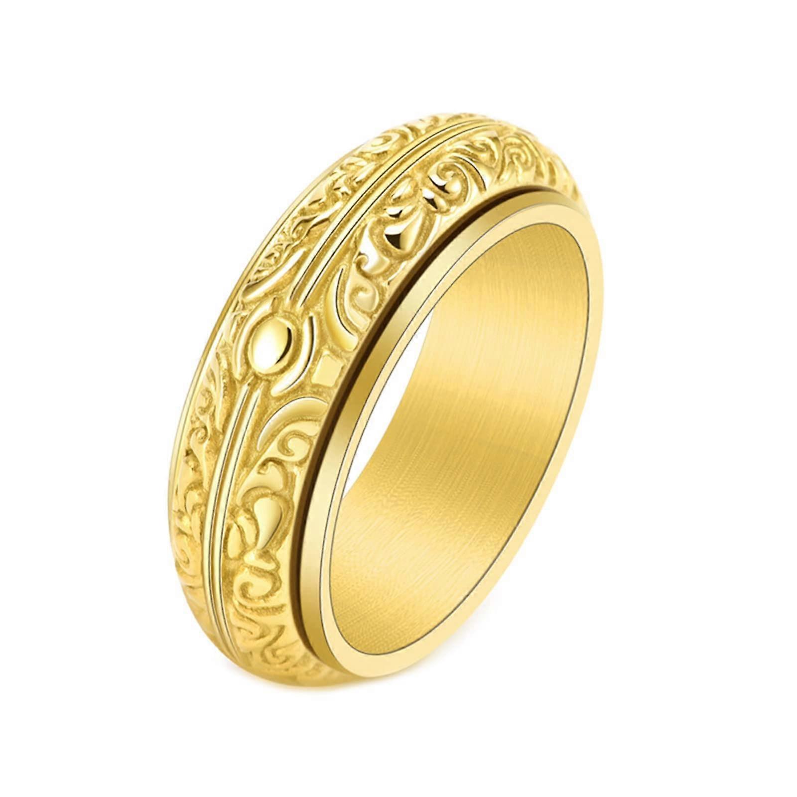 Anxiety Ring Anti-Stress Fidget Ring With Vintage Pattern Gold And Silver Tone Size 60 Inner Diameter 19.1 mm