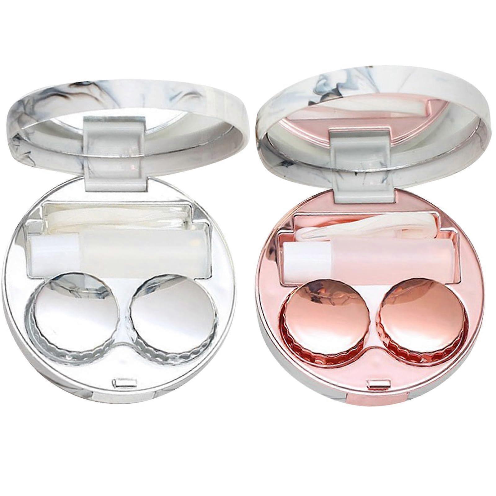 2 contact lens cases, mini contact lens containers, contact lens storage box, travel set for contact lenses, portable