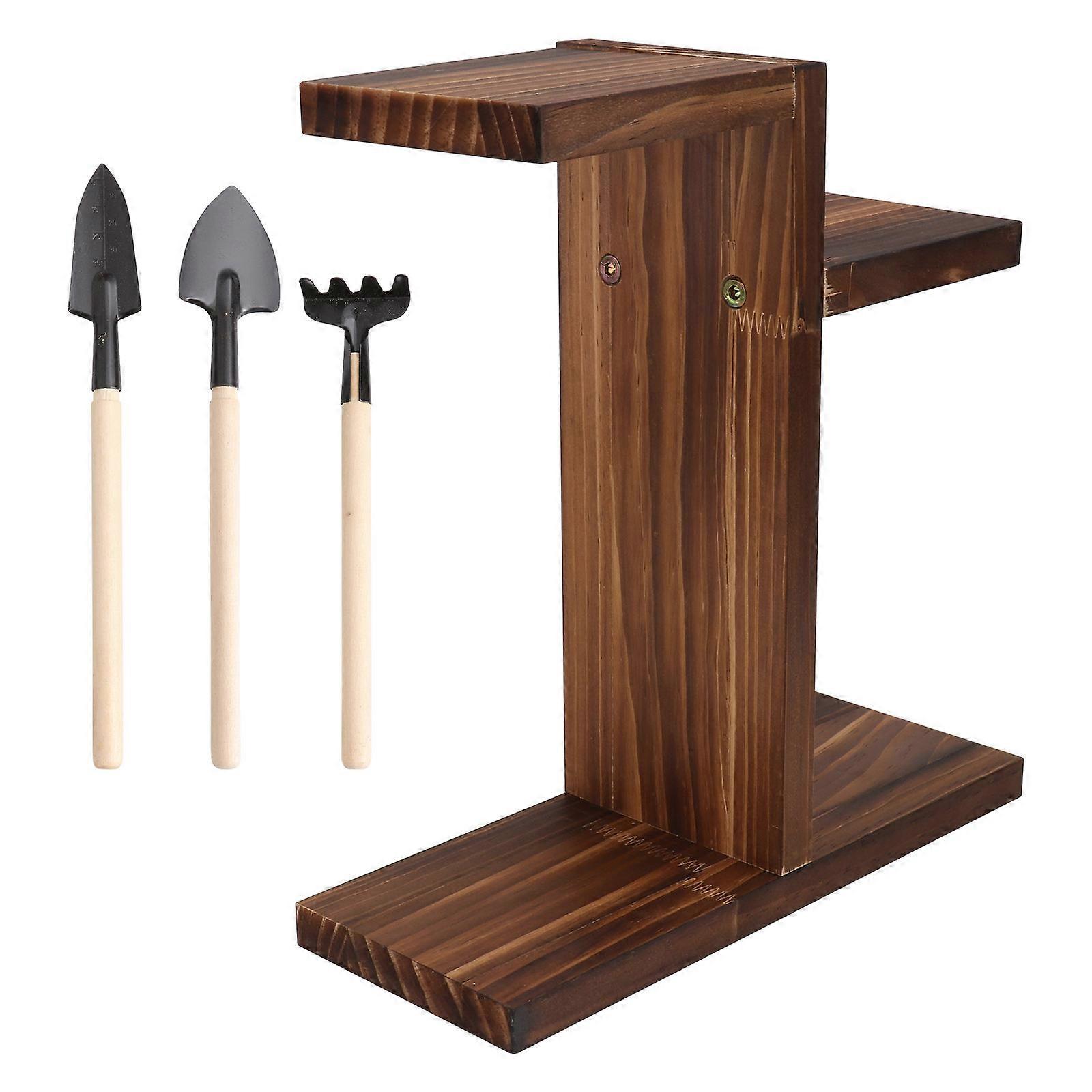 Succulent Pot Rack Wood Succulent Pot Shelf Balcony Plant Display Rectangular Shape 9.8×3.9×0.6in 1Pc