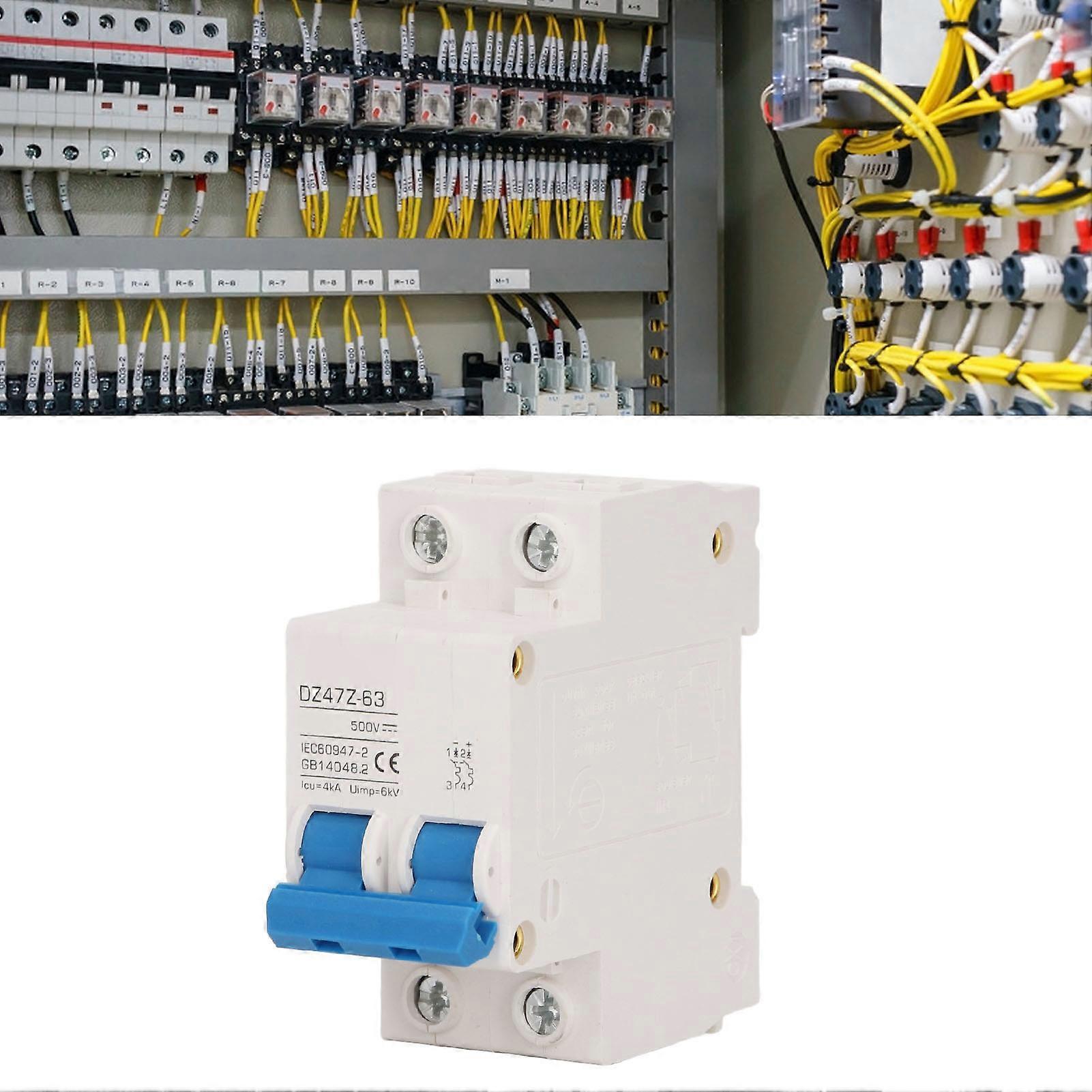 2P Mini DC Circuit Breaker 4kA Icu 6kV Uimp Fast Tripping Solar PV System Small Circuit Breaker DC500V 50A 
