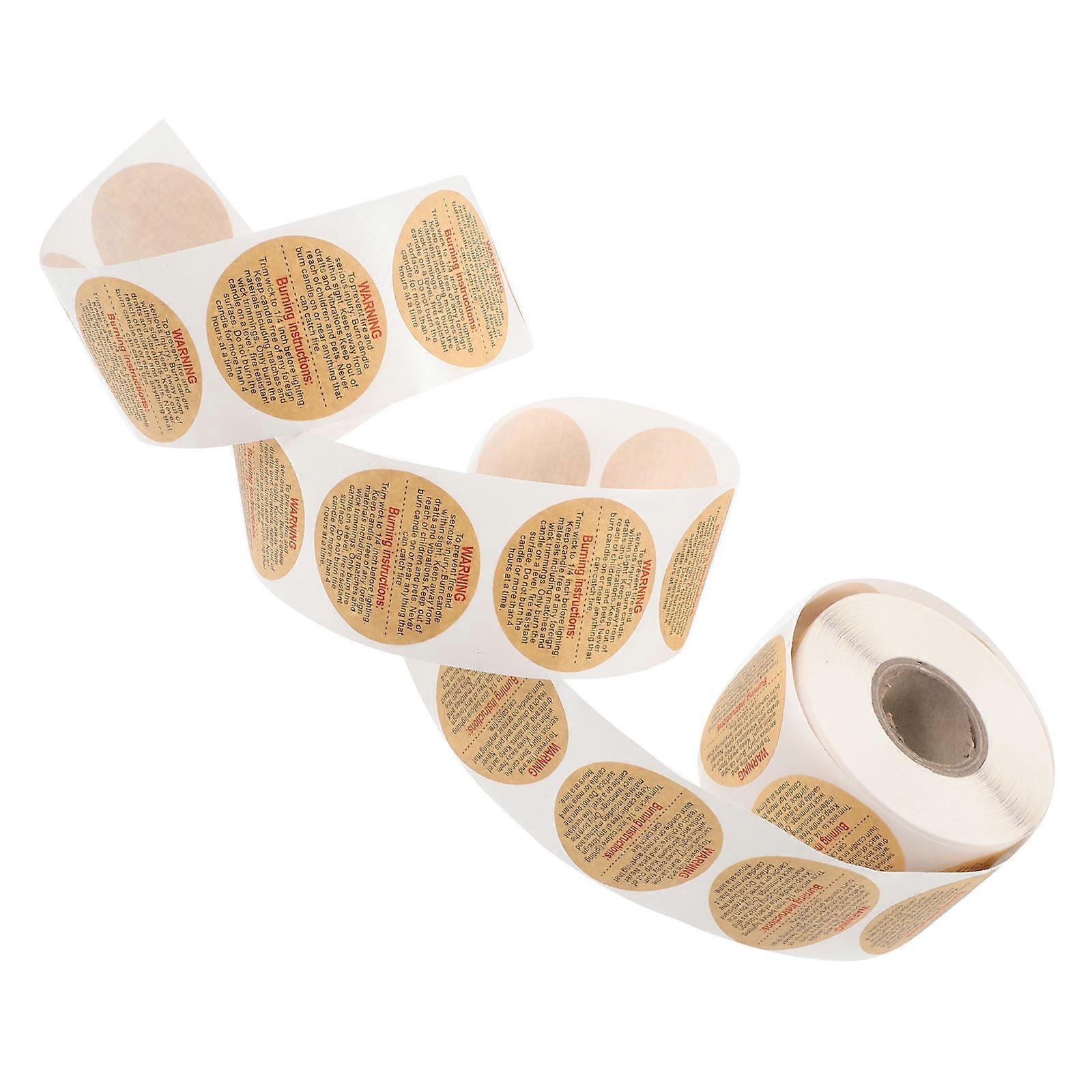 1 Roll Candle Warning Labels, Wax Melting Safety Stickers, Self Adhesive Round Labels for Candle Making Supplies, Easy to Read Design for DIY Candle