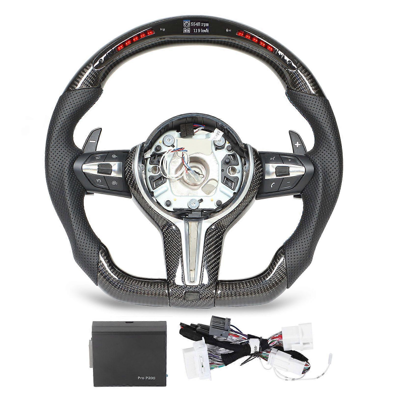 Performance LED Display Shift Lights Carbon Fiber Steering Wheel Replacement for M5 M6 F10 F11 F07 F12 F13 F01 F02