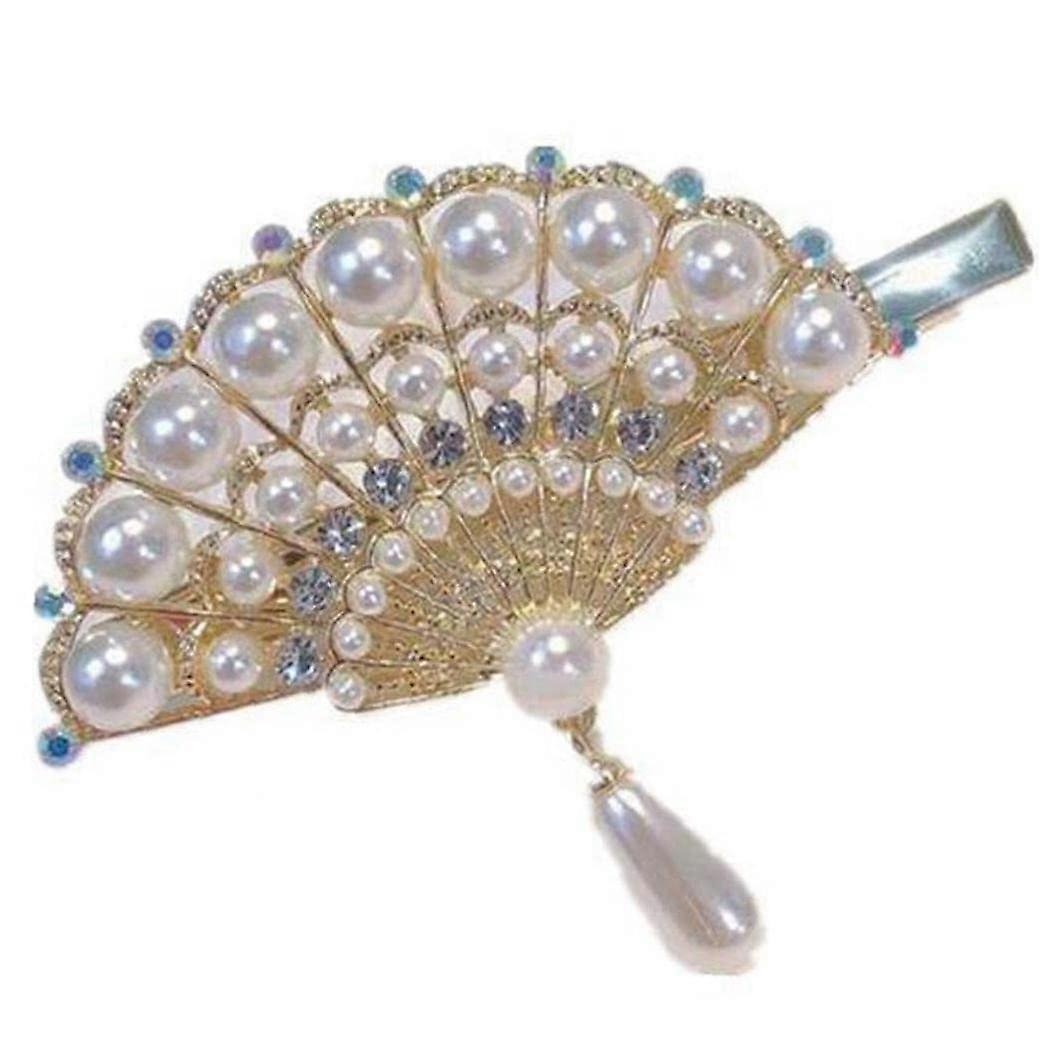 Vintage Pearl Hair Accessories Fan Shape Hairpins Barrette For Women Girls