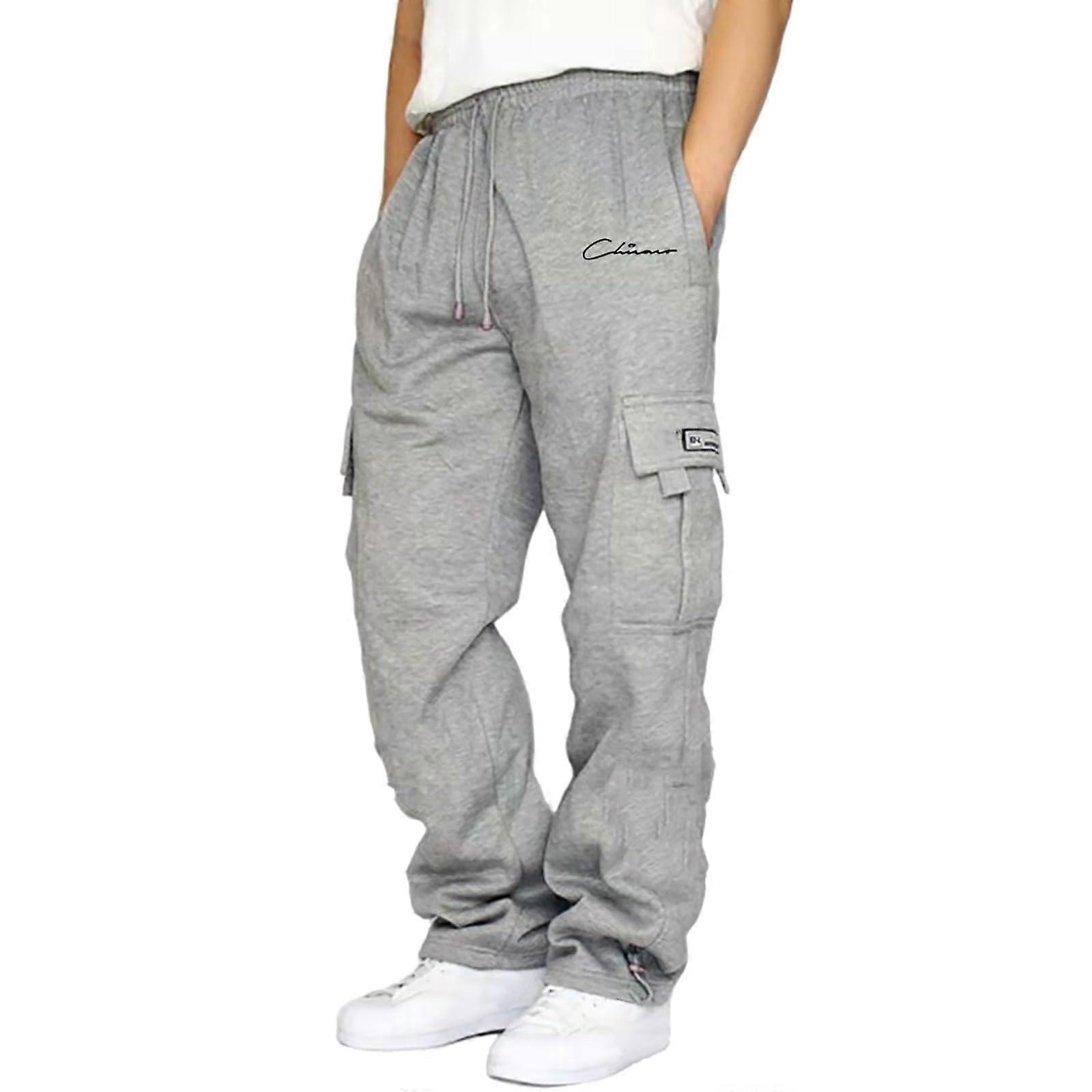 Work Trousers Men's Long Cargo Trousers Regular Fit Summer Cotton Casual Pants with Pockets for Trekking and Leisure