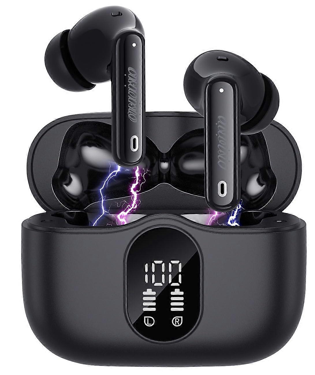 Commuters Headphones: Wireless InEar Headphones with Charging Case, Noise Cancelling, Black (with Microphone, Bluetooth, for Home Office)