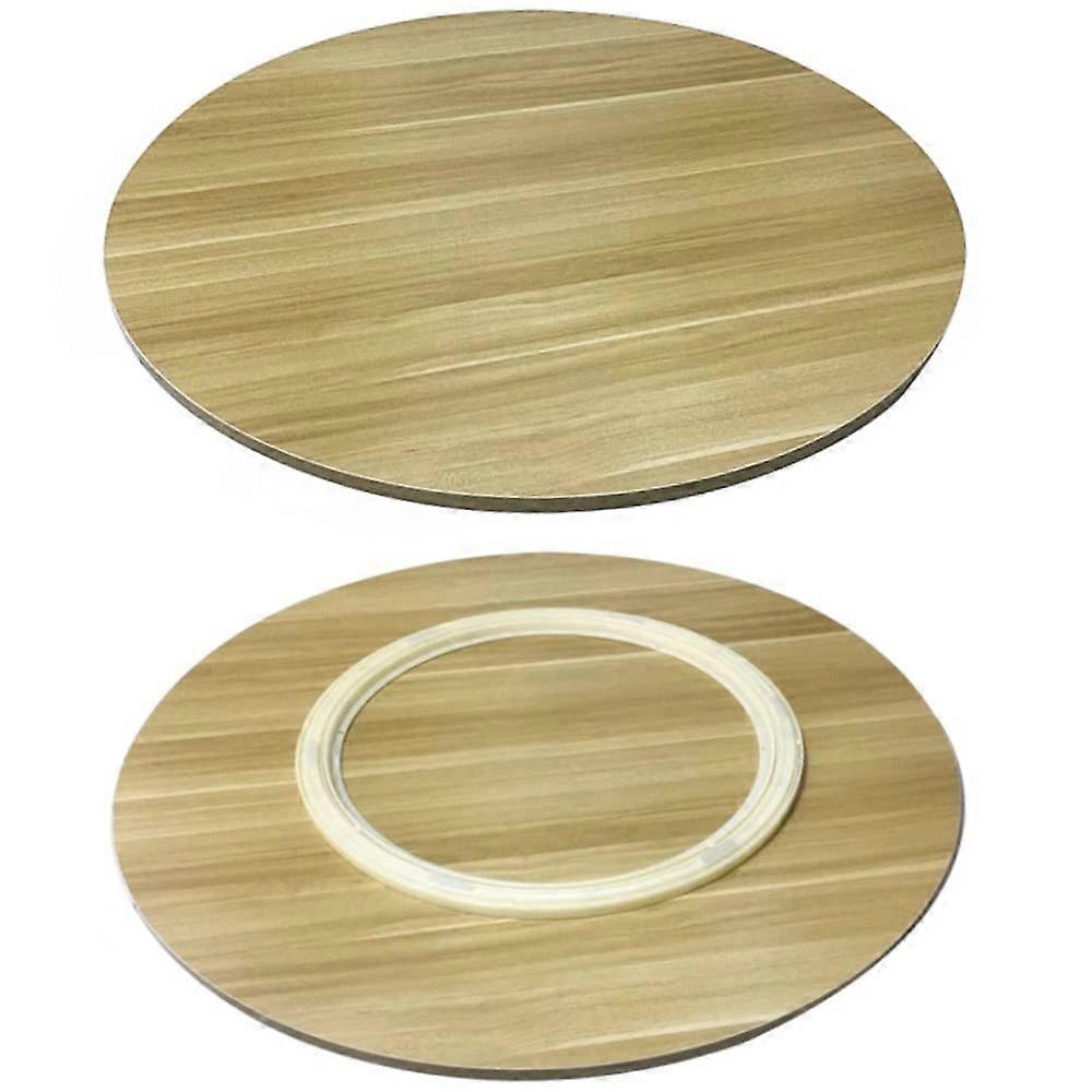 Wooden Rotating Serving Tray for Dining Table, 24 to 40 Inch Round Solid Wood Platter in Walnut Color
