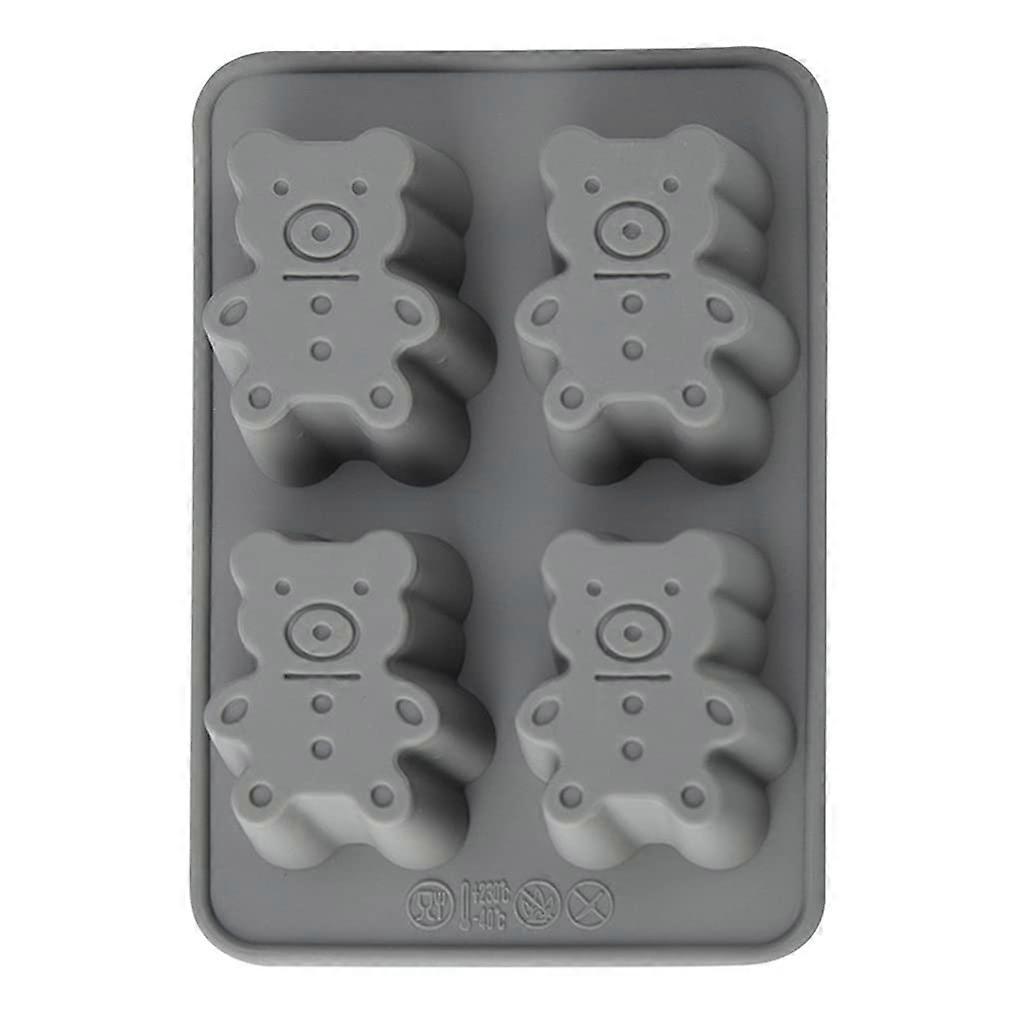 Creative Silicone Bear Cake Molds, 4 Cavities, Cartoon Cookie Baking Molds, Microwave Safe, Flexible Baking Tools