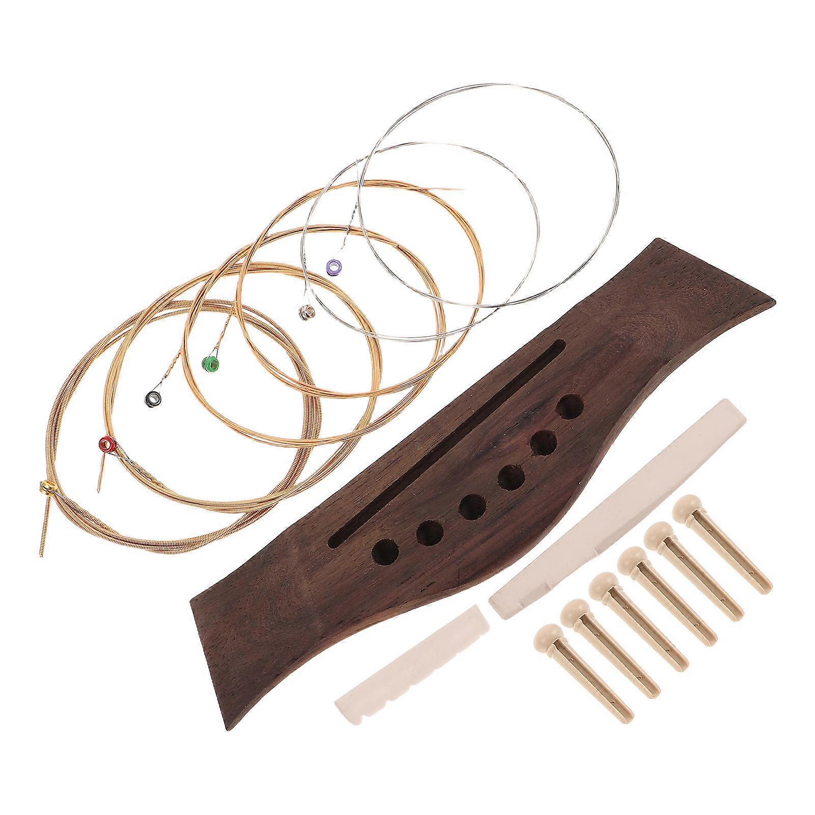 Guitar Bridges And Saddles Acoustic Guitar Bridge Set Musical Instruments Repair Part For Beginners And Professionals Resonance Enhancement 1Set