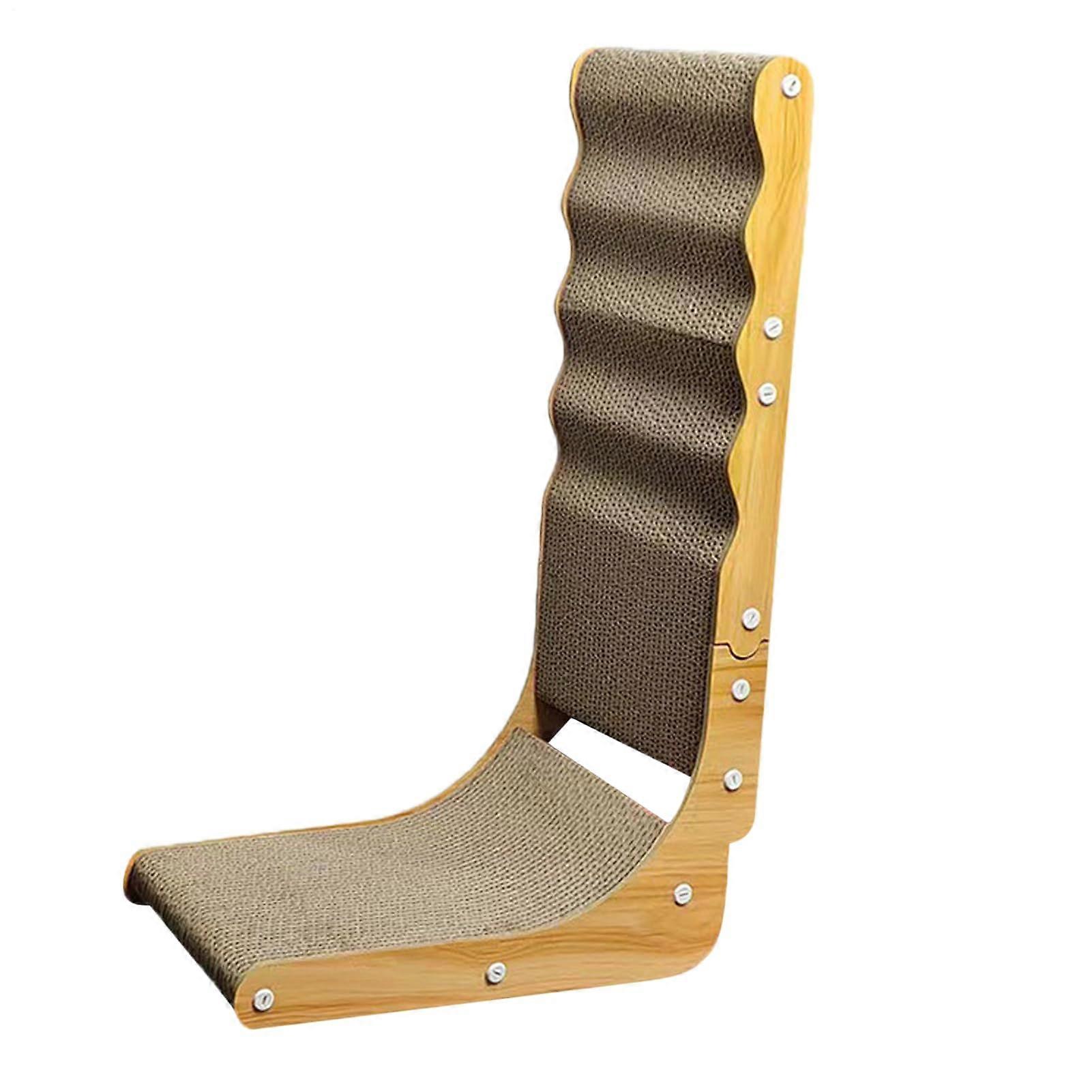 LShaped Cat Scratcher, Wooden Base with Corrugated Pad, for Indoor Home