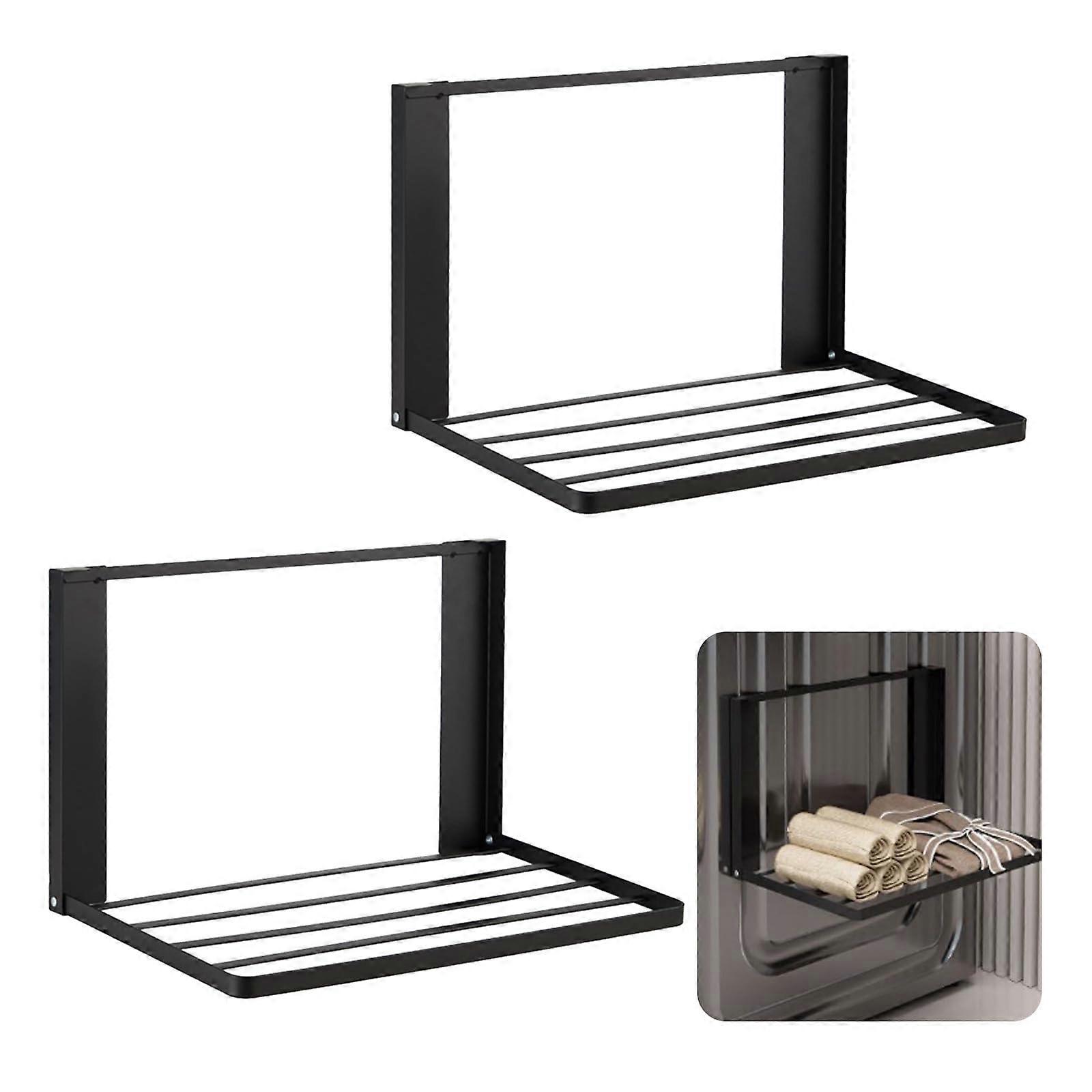 Magnetic WallMounted Towel Rack, 2Pack Metal Shelf for Washing Machines, Foldable Brackets
