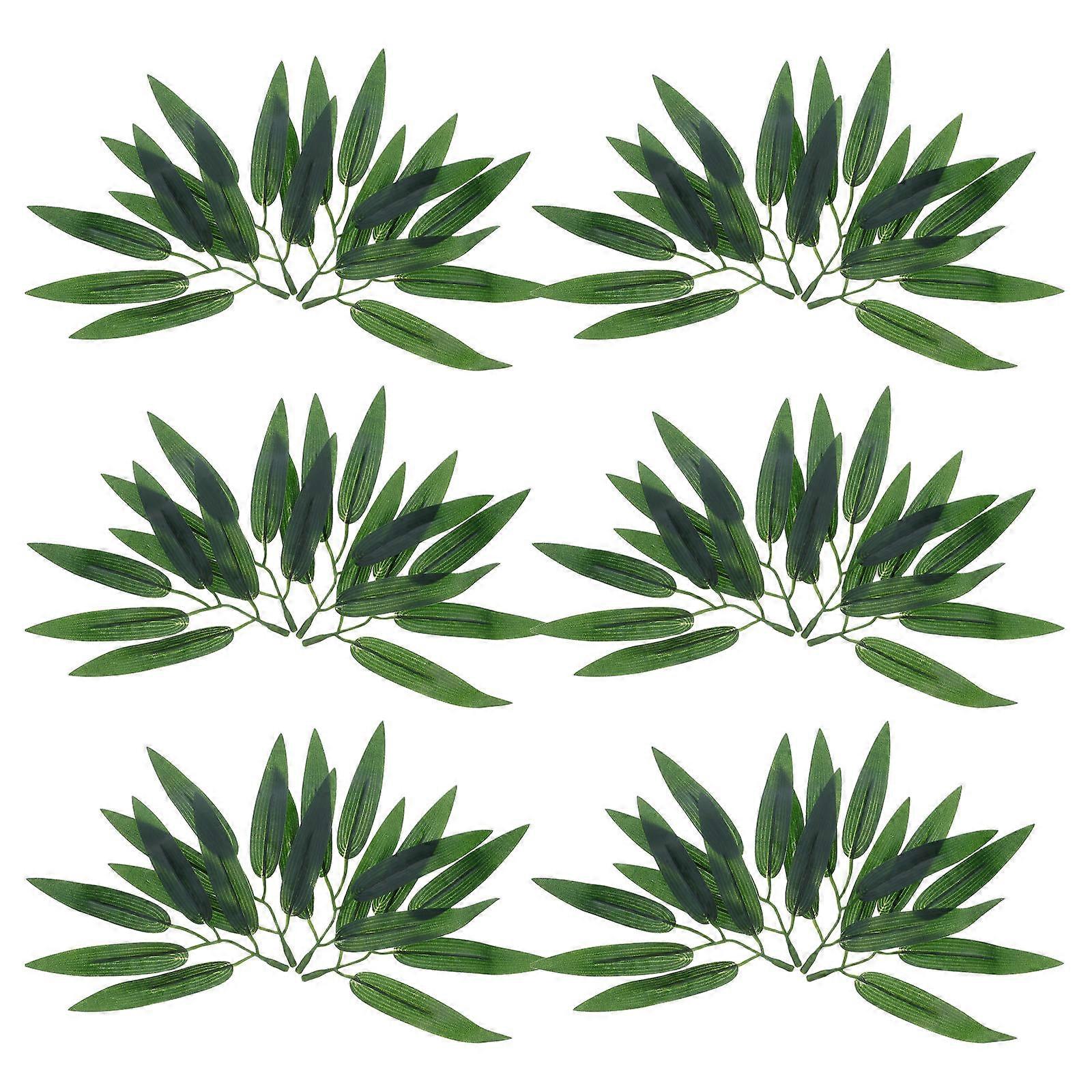 100pcs Simulated Bamboo Leaves Artificial Branches for Indoor Home Office Decoration Deep Green