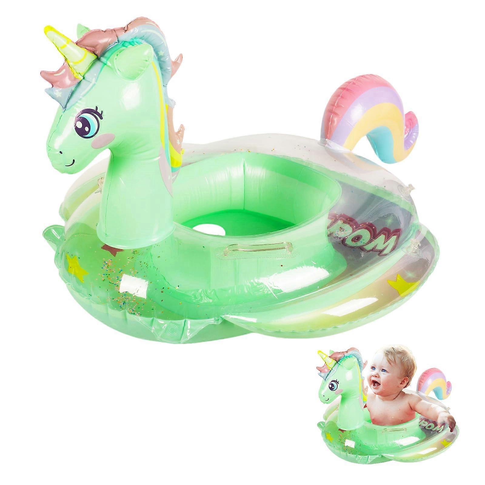 Baby Float, Baby Inflatable Pool Float with Seat for 636 Months (Green Unicorn)