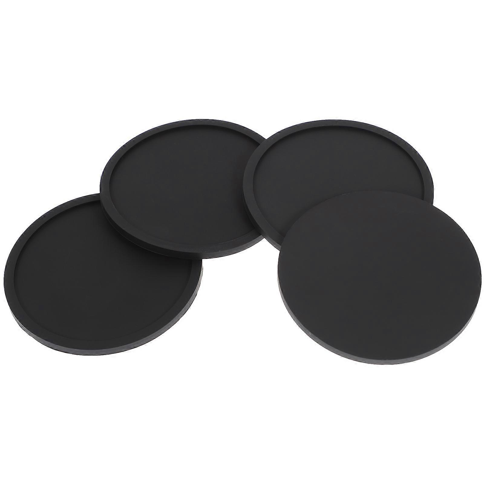 Silicone Heat Resistant Cup Mats Set Thickened Round Draining Coasters, Non Slip, Easy Clean, White Marble Design for Home, Restaurant, Bar Use