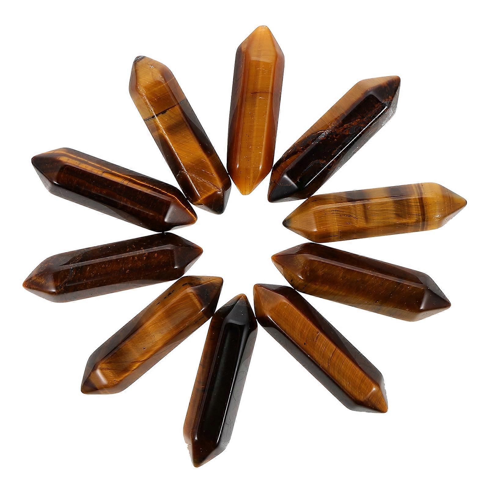 Tiger's-Eye Decorative Chakra Stones Properties Spa Decorations 0.5x0.5x3.5cm Hexagonal Columns 10Pcs