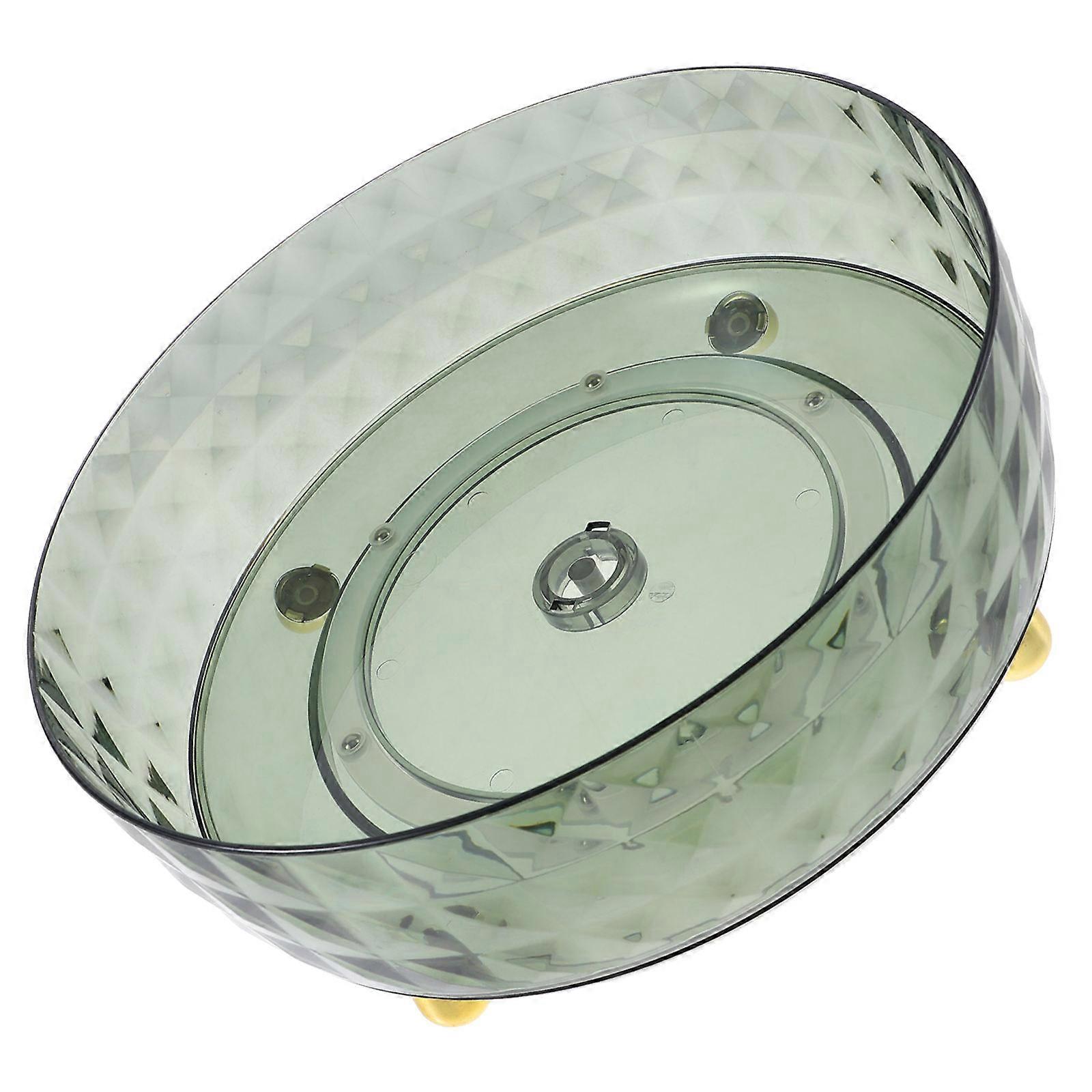 Green Rotating Storage Tray with Diamond Pattern for Home Use PET ABS Material 7 Inches