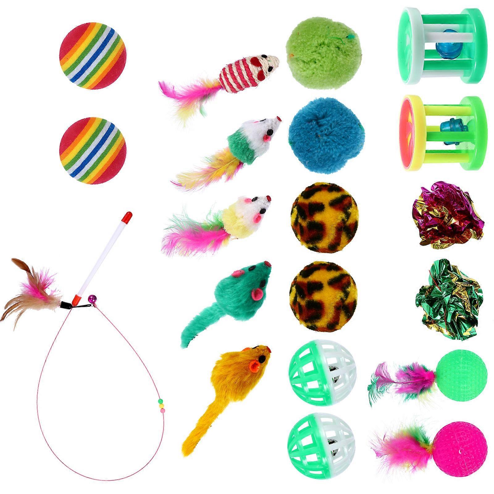 Fun Cat Toys Plush Toy Balls Set Pet Exercise Assorted Color 20Pack