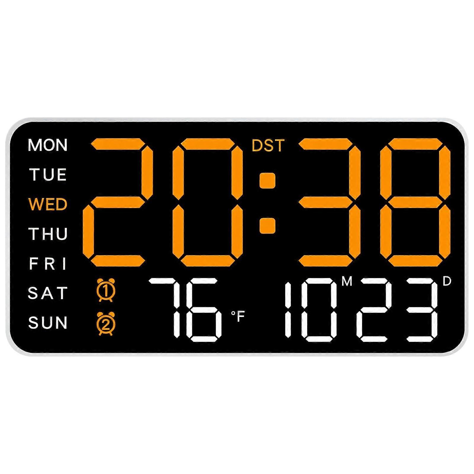 Frameless digital clock, LED backlight, dual alarm, with temperature and humidity display, black panel