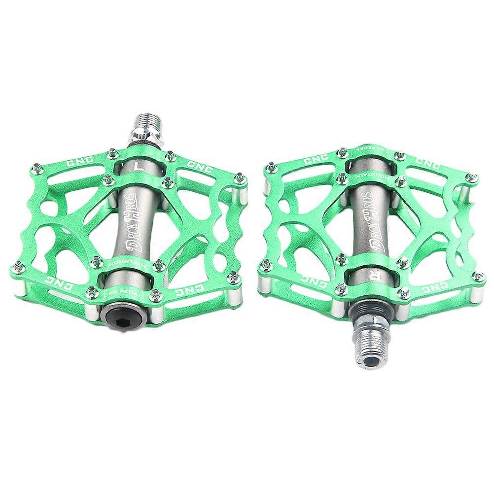 Road Pedals Aluminum Alloy Mountain Riding Cyclists Green 10.10X9.70X2.40CM Anti-slip 1 Pair