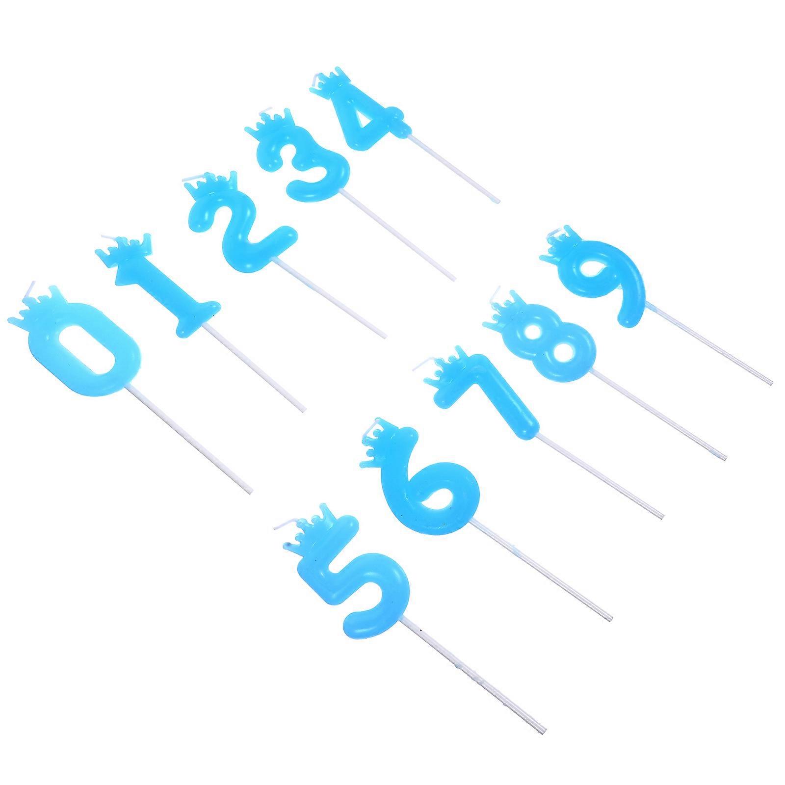 Blue Number Candles for Birthday Decor with PP and Wax Material Set of 10pcs