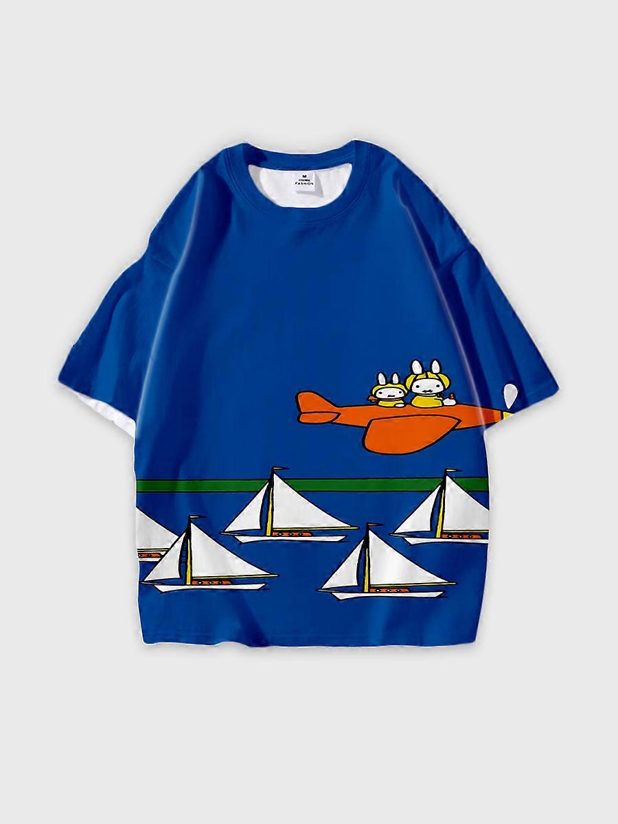 T-shirt round neck Cartoon Pattern loose short sleeve D1502