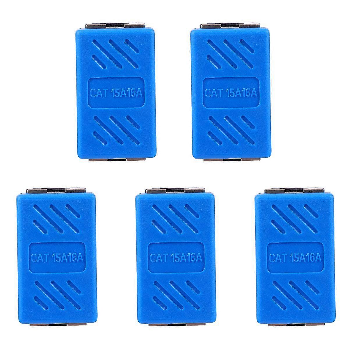 5pcs  RJ45 Network Cable Extender Network Cable Connector for Home Office Blue
