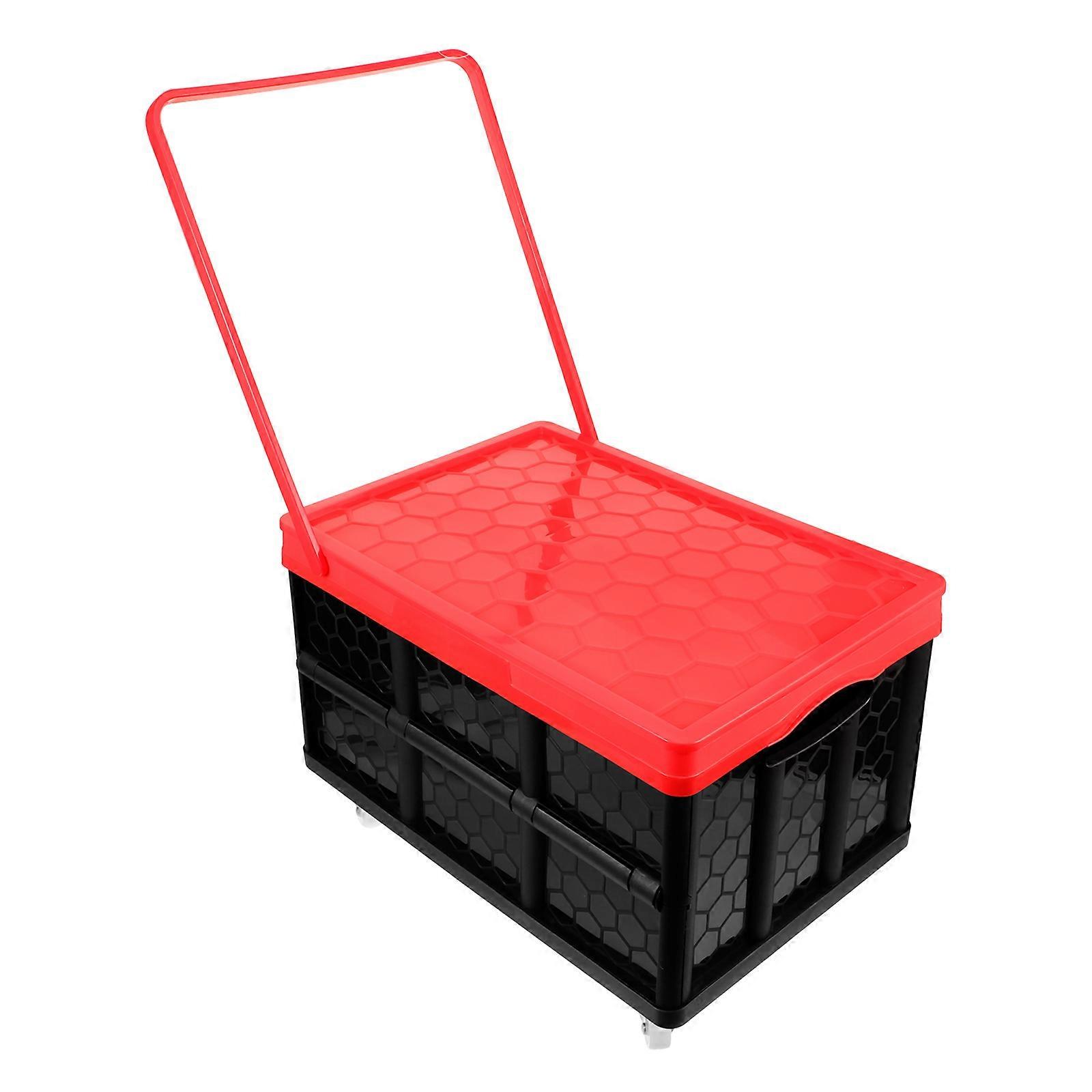 Trolley Storage Box Foldable Toy Organizer Black 42.00X29.00X24.00CM Easy Movement 1Pcs