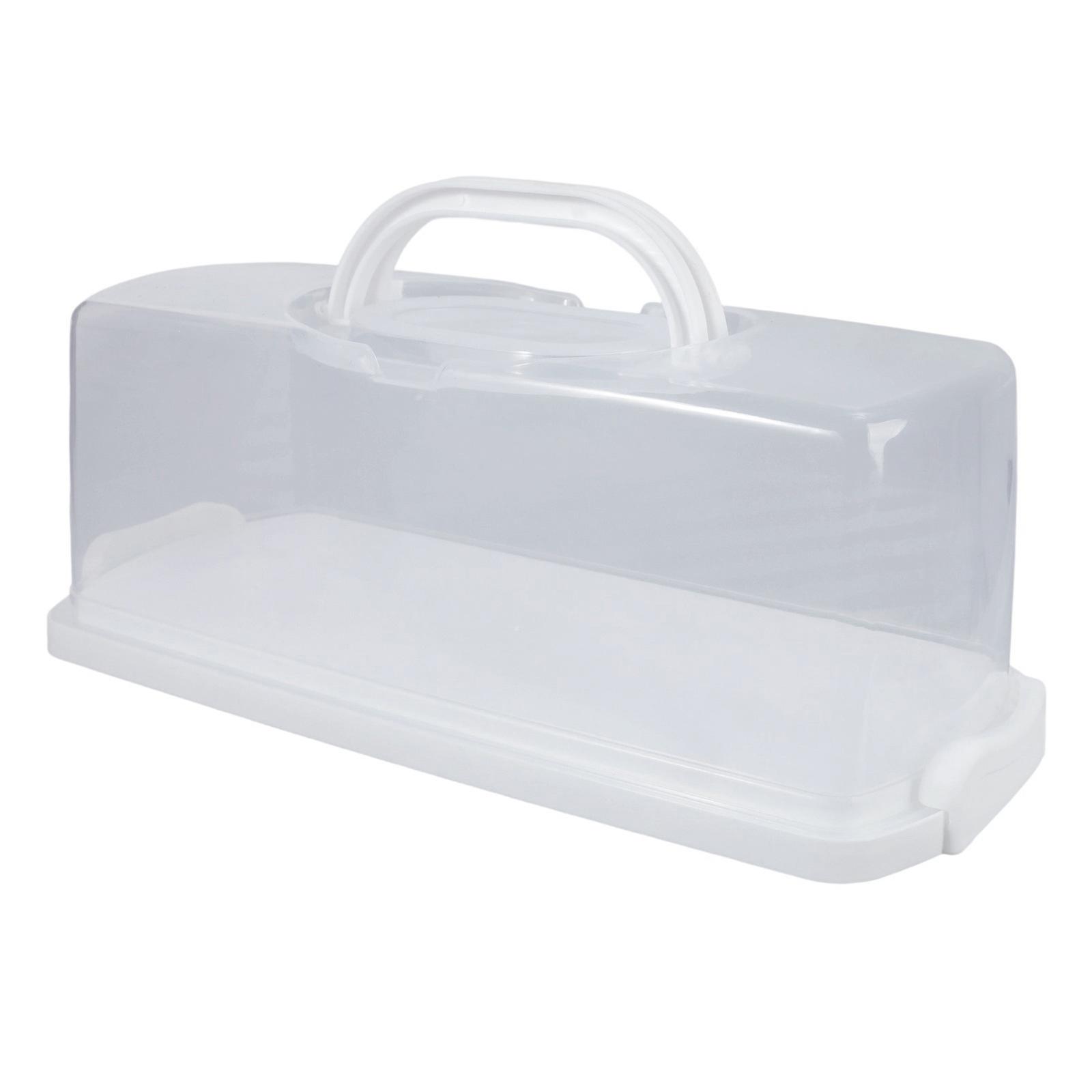Transparent Bread Case With Carrying Handle Snacks Storage Box For Toasts Cake Slices Bakewares Organization Tool  White
