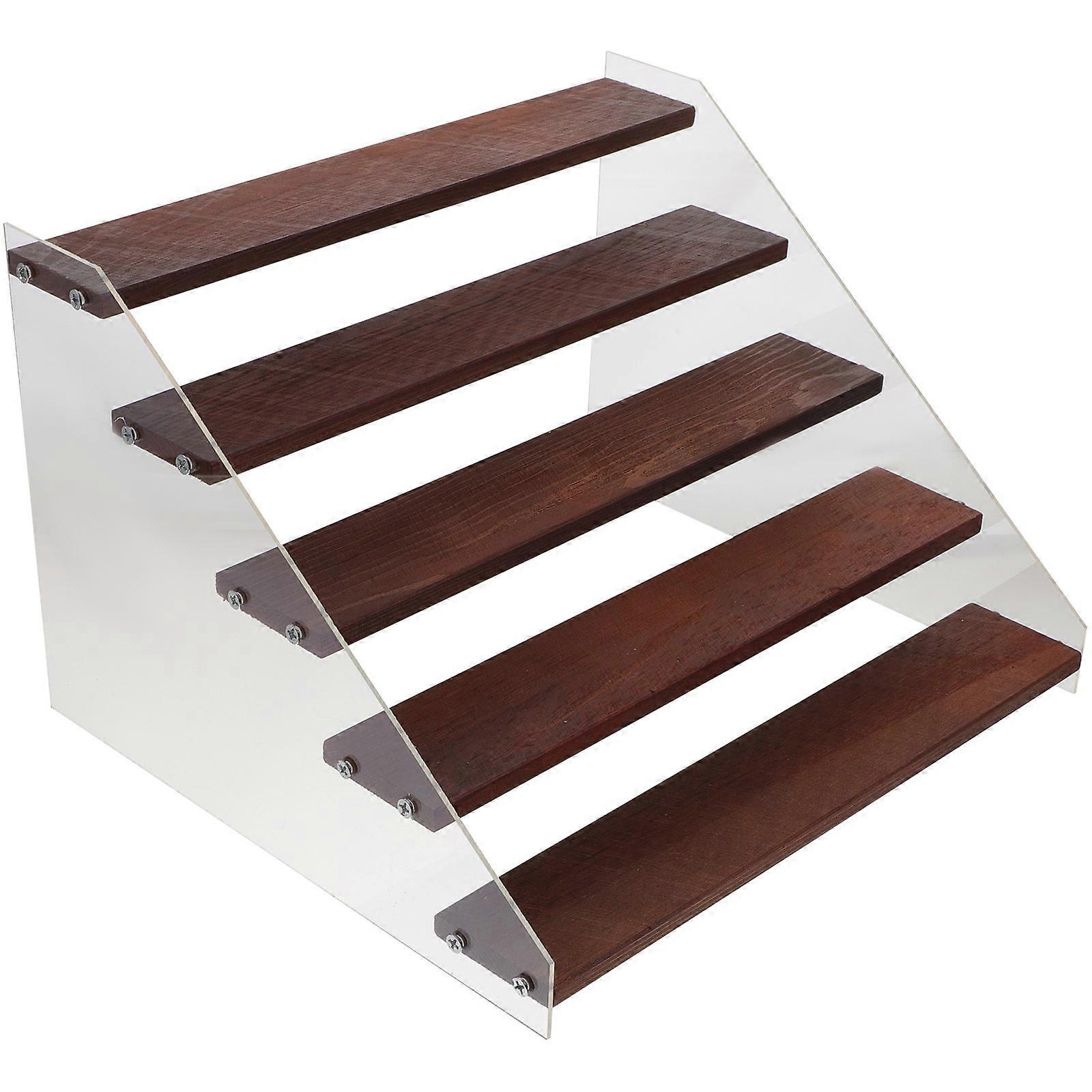 Acrylic Wood Display Stand 5tier Multifunctional Riser for Action Figures Jewelry and Statuettes
