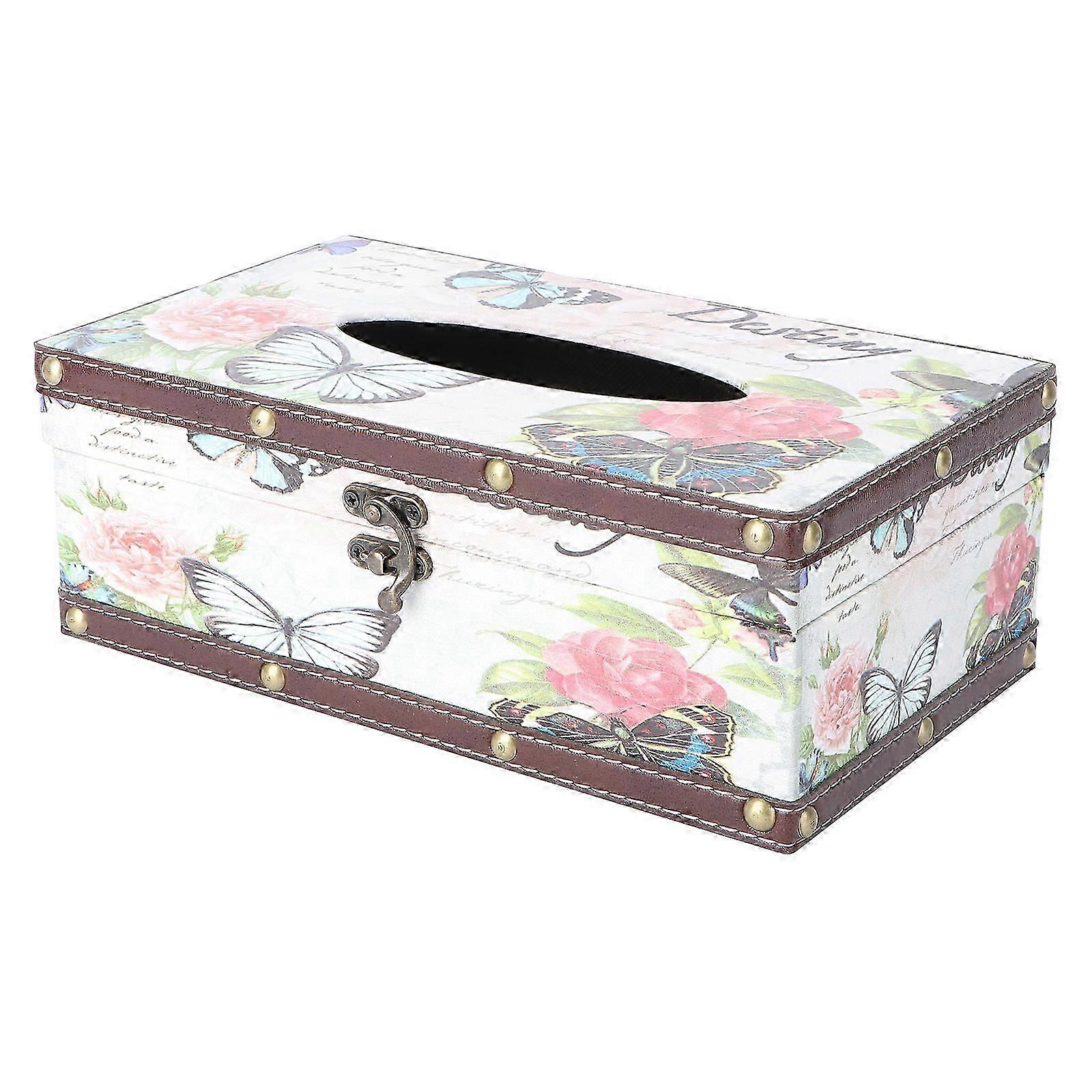 Car Stand Rectangular Facial Tissue Holder Vintage Decor Rectangular Woodsy Decor