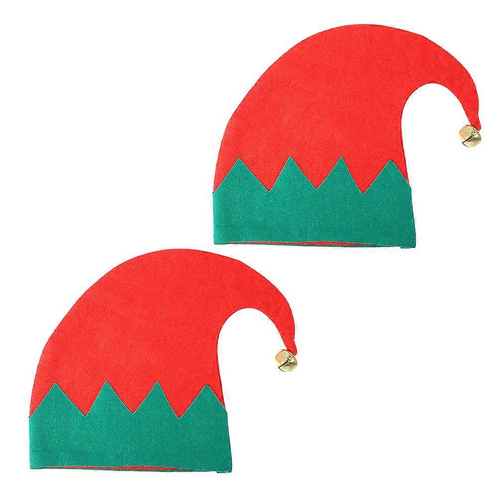 Red Christmas Party Hat for Decoration Made of Pleuche Durable Nonfading Comfortable to Wear 2 Pieces