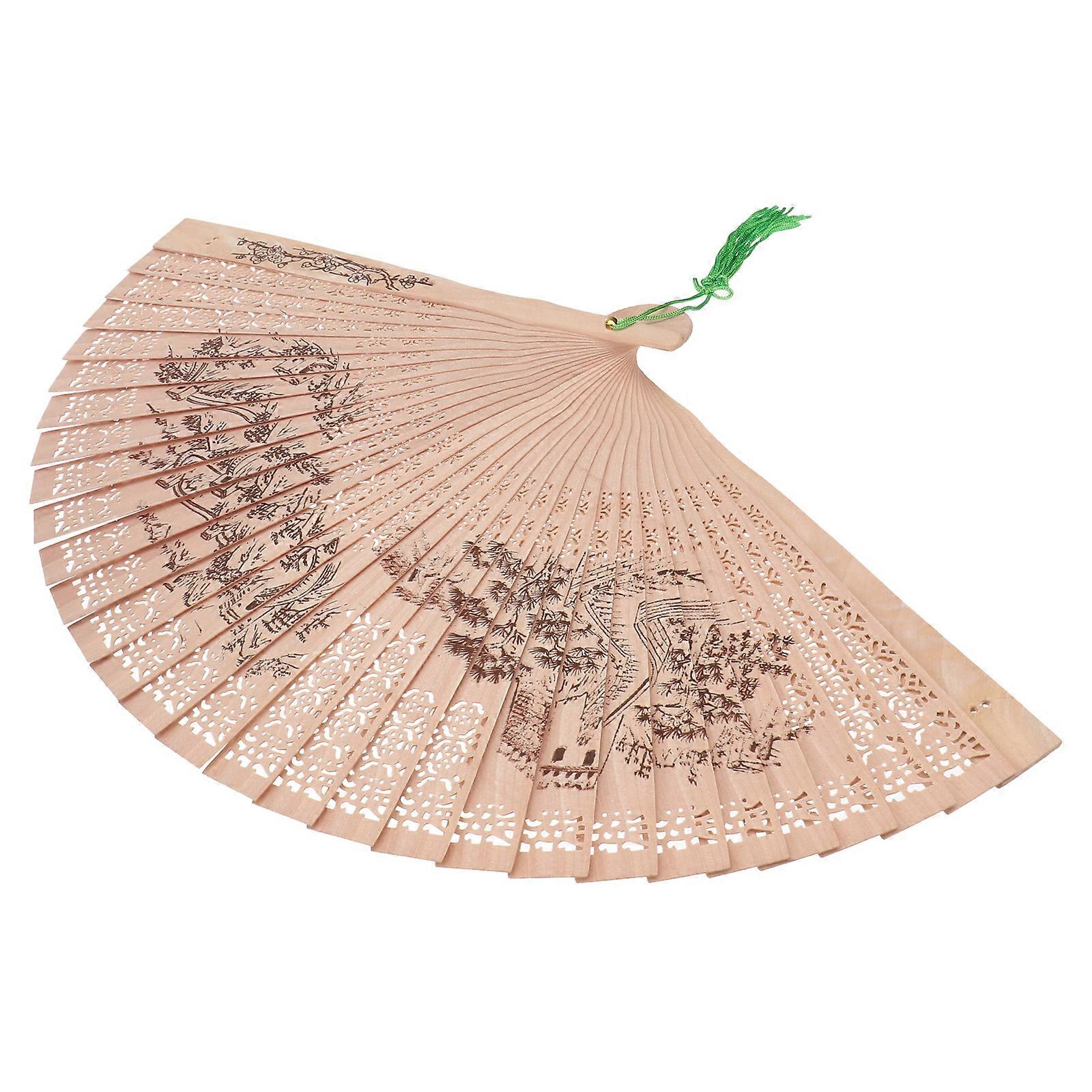 Foldable Handheld Fan Sandalwood Foldable Fan Daily Use Item 58x23x1cm Portable 1Set